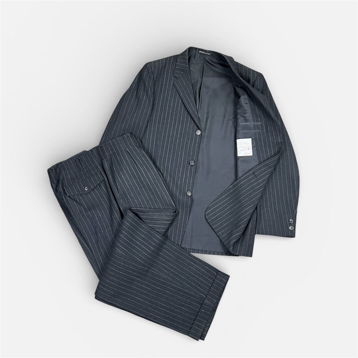 Yohji Yamamoto Yohji Yamamoto Costume D’Homme Pinstripe Wool Suit Archive Size 46R - 1 Thumbnail
