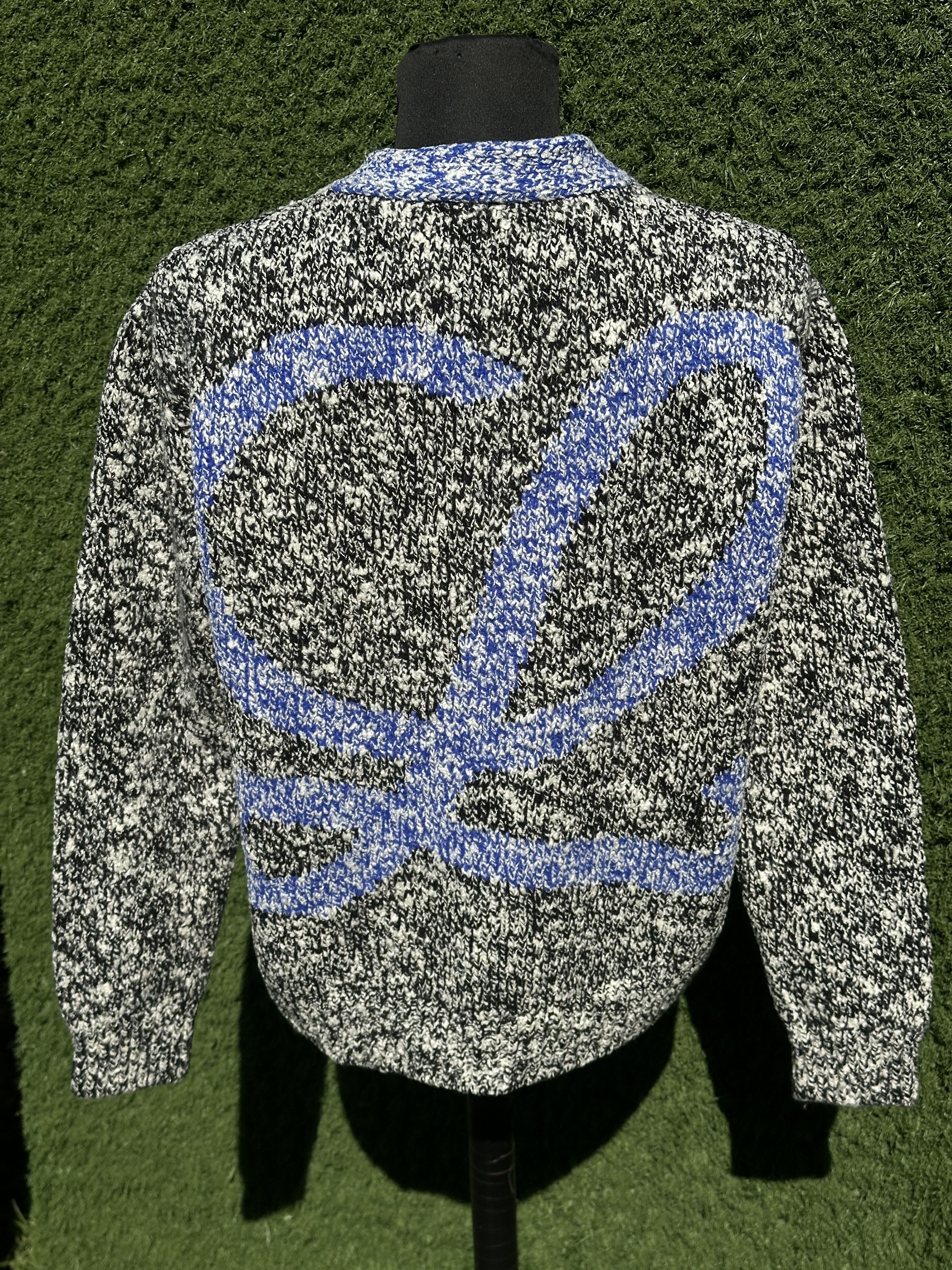 Loewe Loewe Wool Cardigan XL Blue Logo Back Knit Dropped Shoulder Size US XL / EU 56 / 4 - 1 Thumbnail