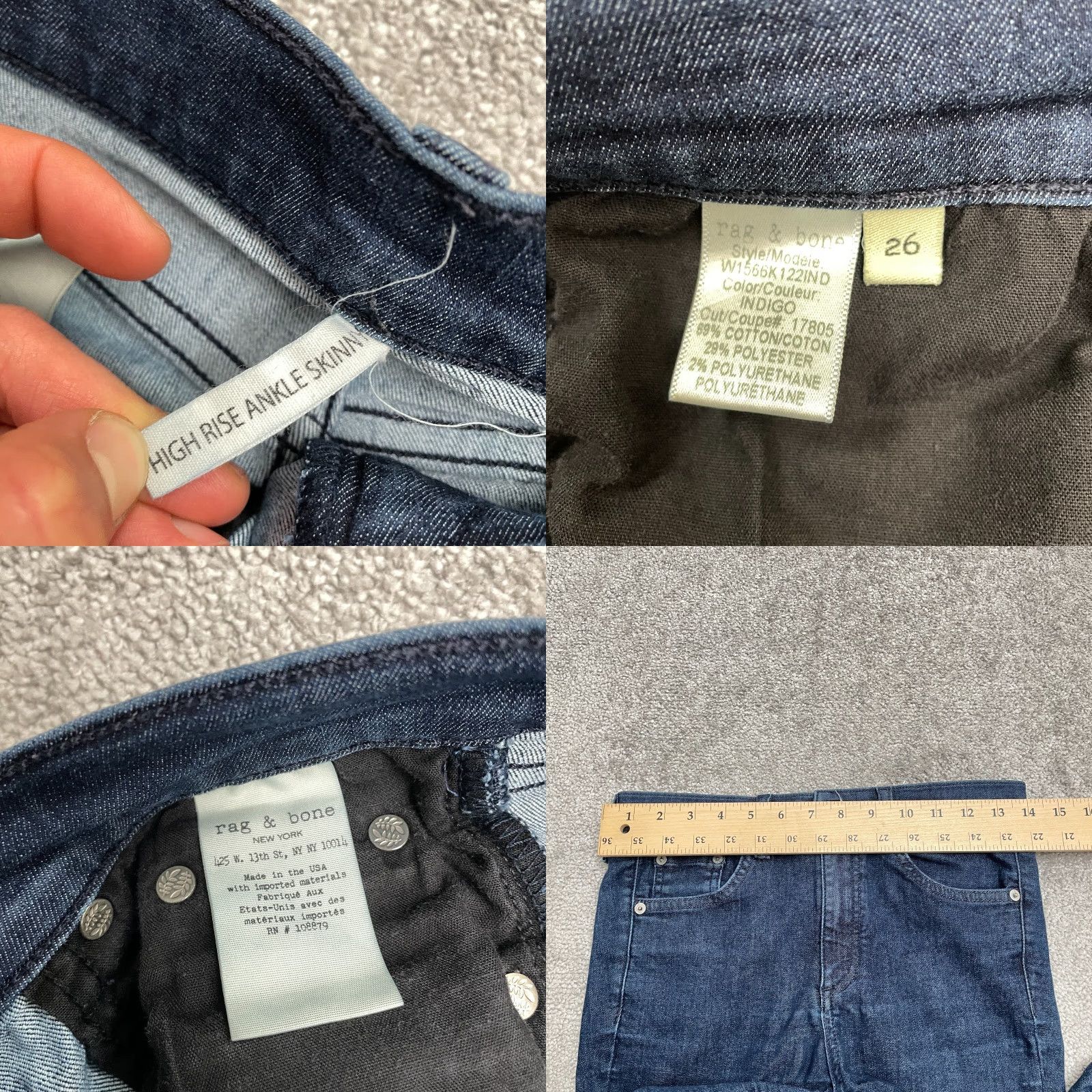Rag & Bone VINTAGE Rag & Bone Women's Skinny Jeans 26 Blue High Rise Stretch Denim Casual 90s Size 26" / US 2 / IT 38 - 8 Thumbnail