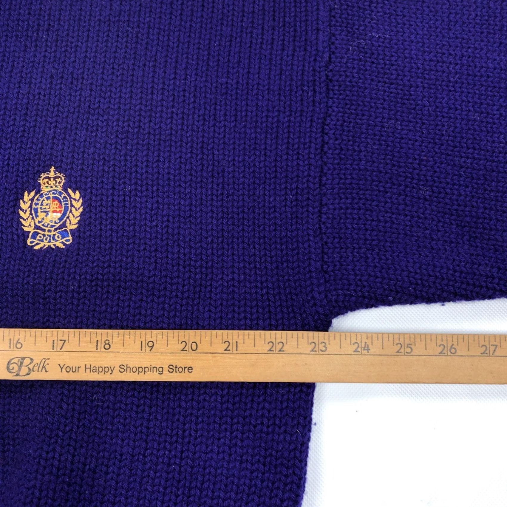 Polo Ralph Lauren Polo Ralph Lauren Men's XL Purple 100% Wool Crew Neck Sweater Embroidered Crest Pullover Knit Solid Classic Preppy Mens Size US XL / EU 56 / 4 - 6 Thumbnail