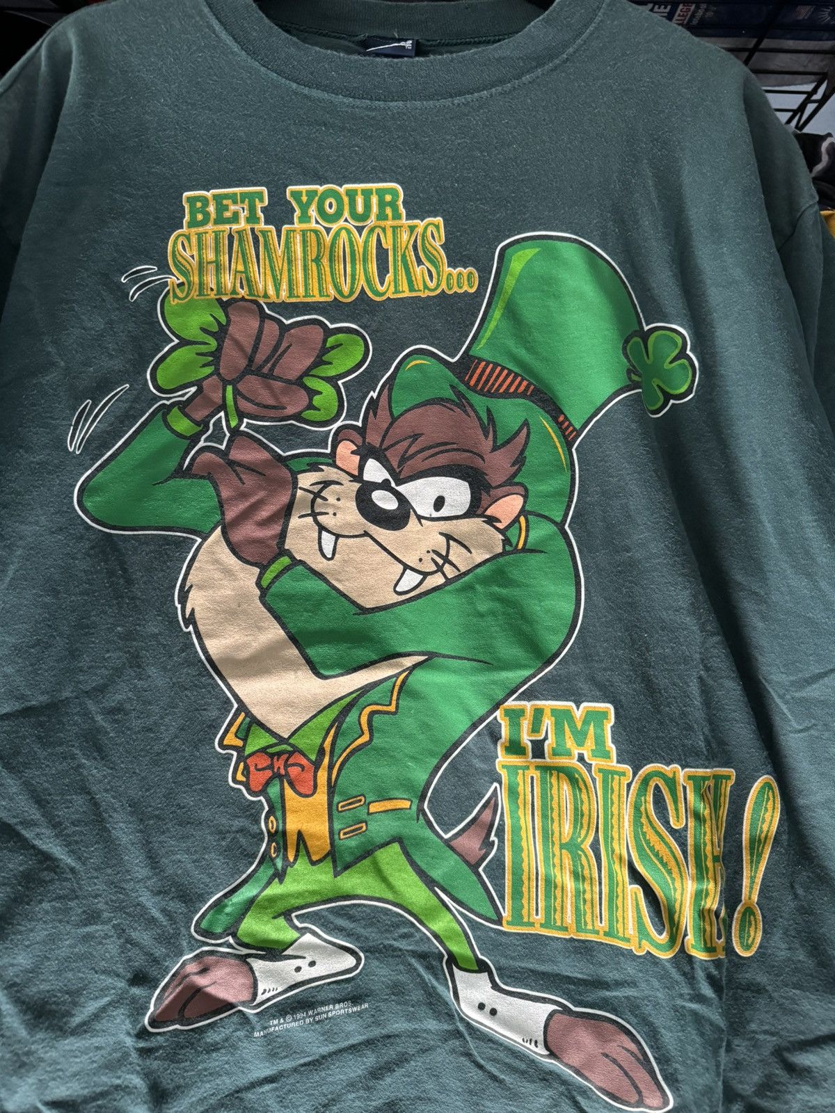 Vintage × Warner Bros Vintage 1994 St. Patricks Day Tazmanian Devil Irish Shirt Size US XL / EU 56 / 4 - 2 Thumbnail