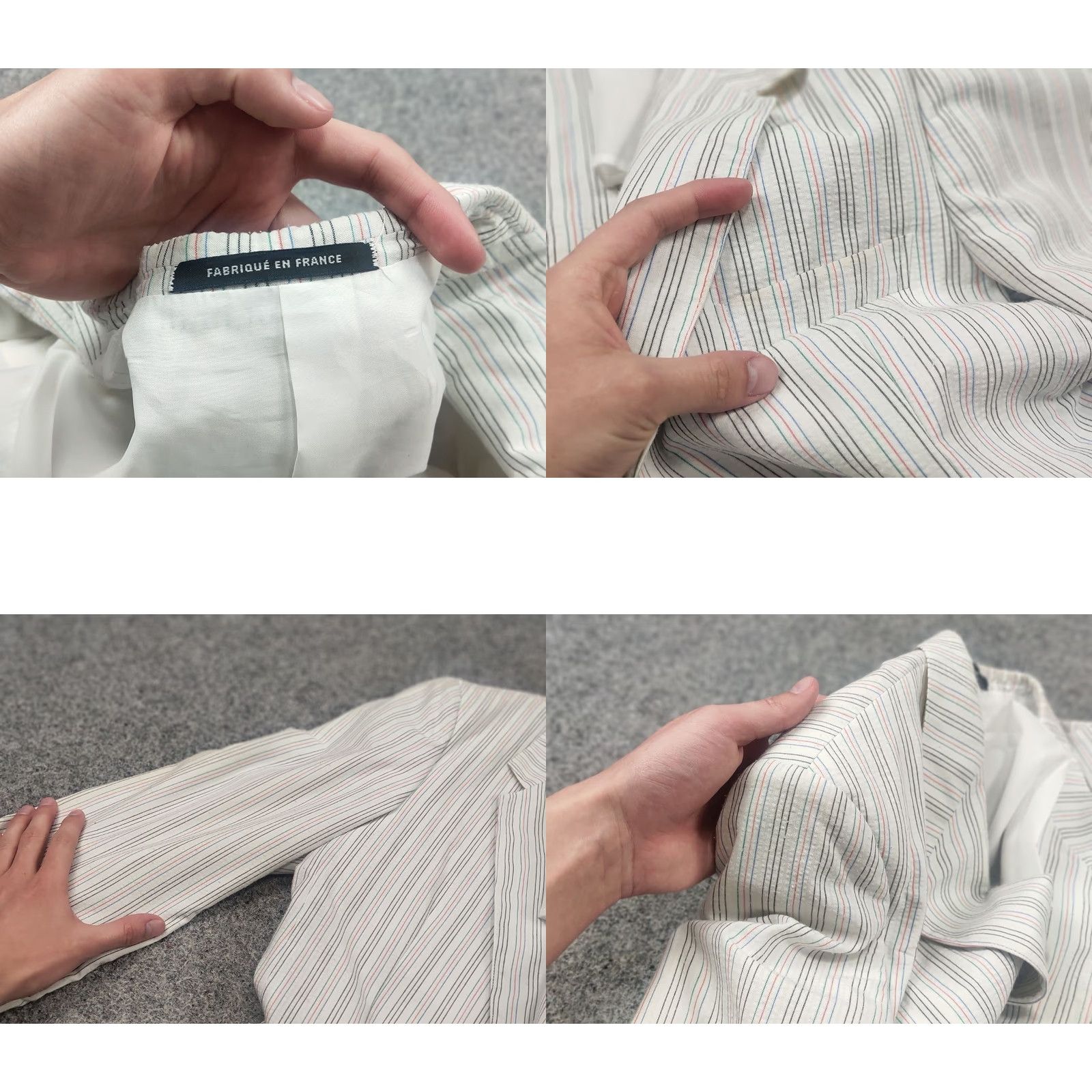 Yves Saint Laurent VINTAGE Yves Saint Laurent France Mens White Striped Blazer Wool Canvas Two-Button Front Blazer Regular Size M Size 40R - 10 Thumbnail