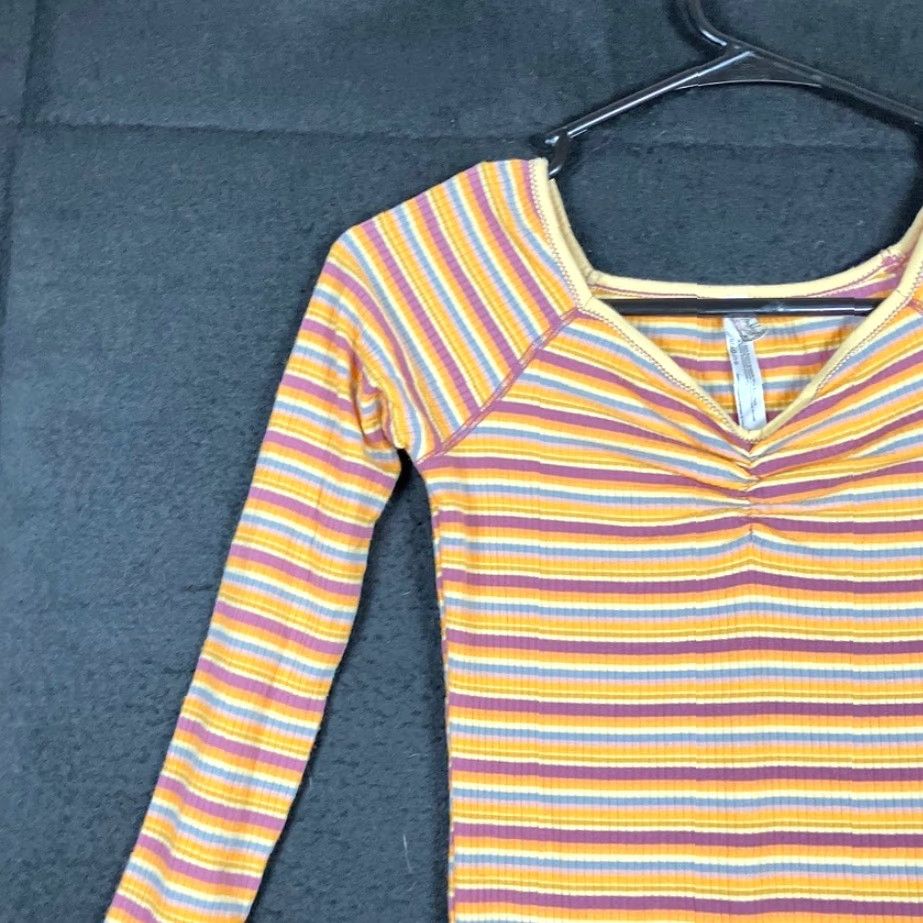Free People Free People Bodysuit Yellow Striped One Piece Womens S XS Put a Stripe On It Thong Back Preppy casual normcore Cute Size S / US 4 / IT 40 - 4 Thumbnail
