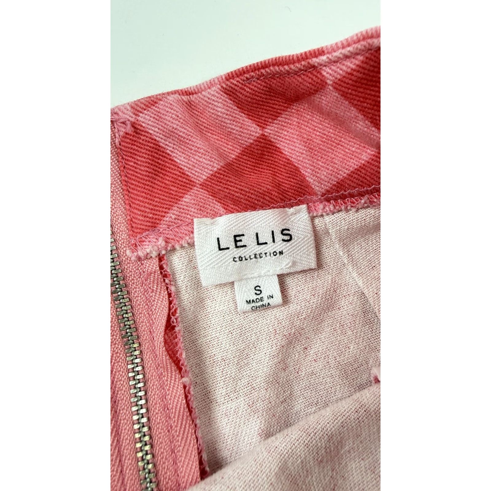 Vintage Le Lis Skirt Womens Small Pink Red Checkered Plaid Mini Cotton Blend Lined Size 28" / US 6 / IT 42 - 2 Thumbnail