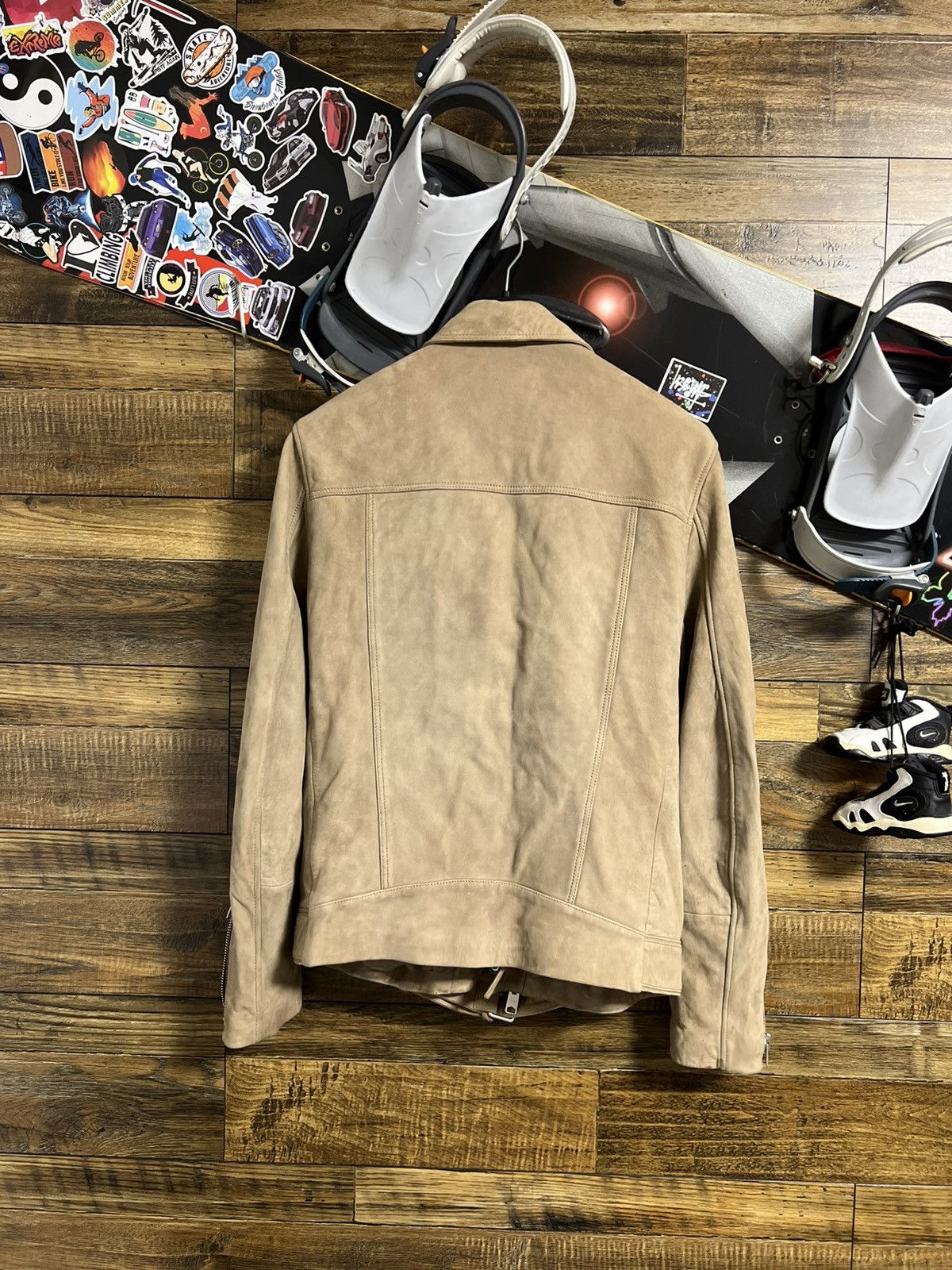 Allsaints AllSaints Holton Biker Suede Leather Jacket Beige Men M Size US M / EU 48-50 / 2 - 9 Thumbnail