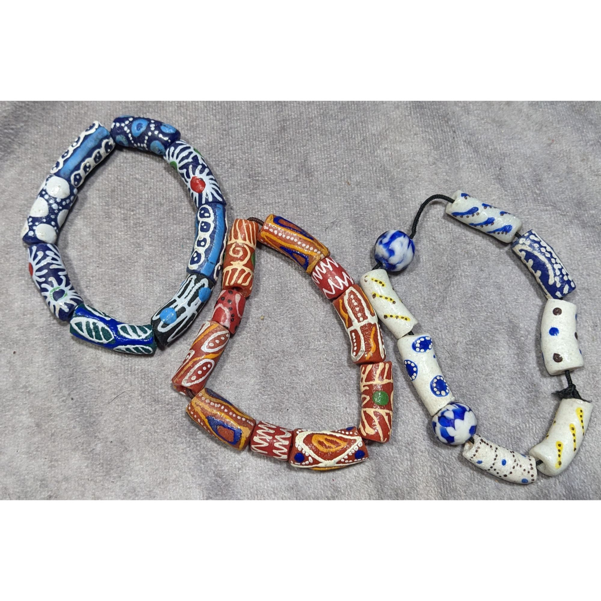 Other Handmade Ghana Africa Krobo Beaded Bracelet Set (3) Size ONE SIZE - 5 Thumbnail