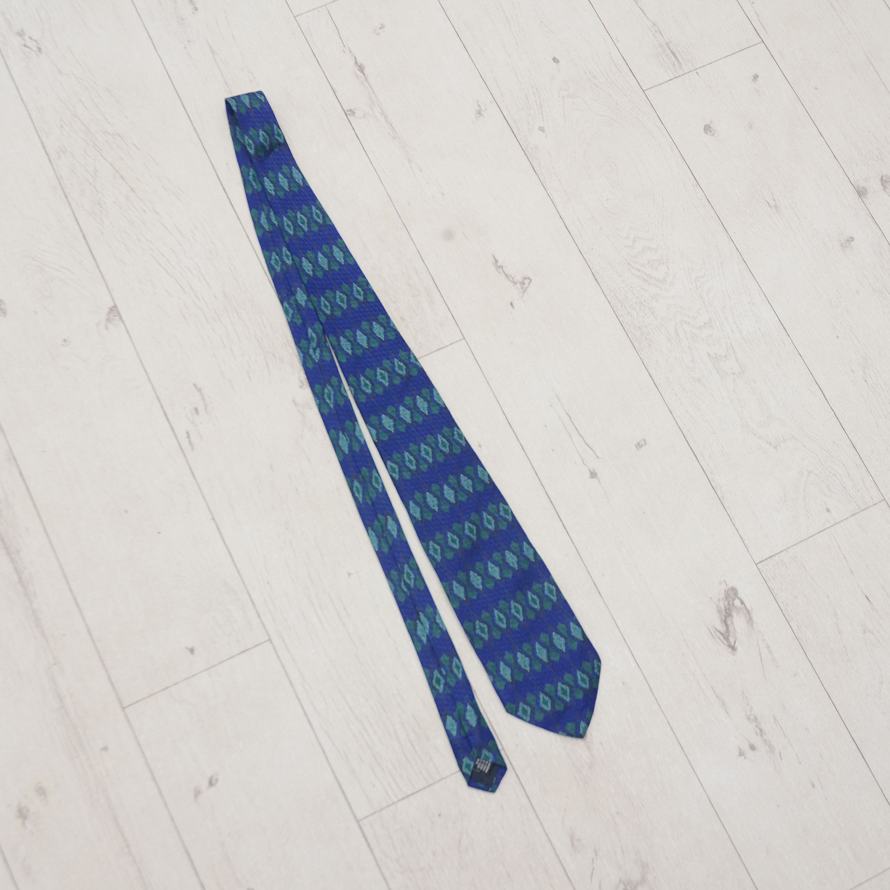Vintage VINTAGE PISCADOR BLUE Geometric Print 100% SILK TIE Size ONE SIZE - 4 Thumbnail