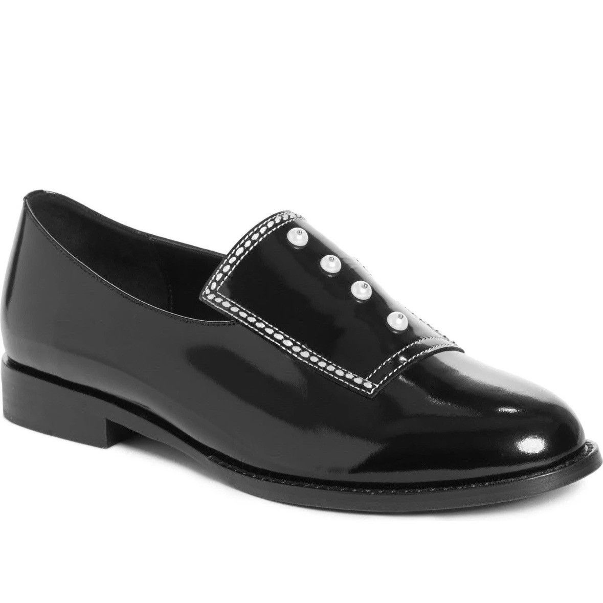 Opening Ceremony Opening Ceremony Leah Leather Faux Pearl Embellished Loafers Size US 6.5 / IT 36.5 - 1 Thumbnail