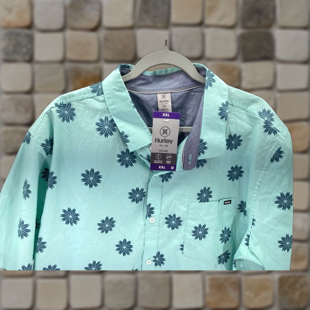 Hurley Hurley Patio Cabana Shirt Men 2XL Green Floral Button Short Sleeve Casual NWT Size US XXL / EU 58 / 5 - 1 Thumbnail