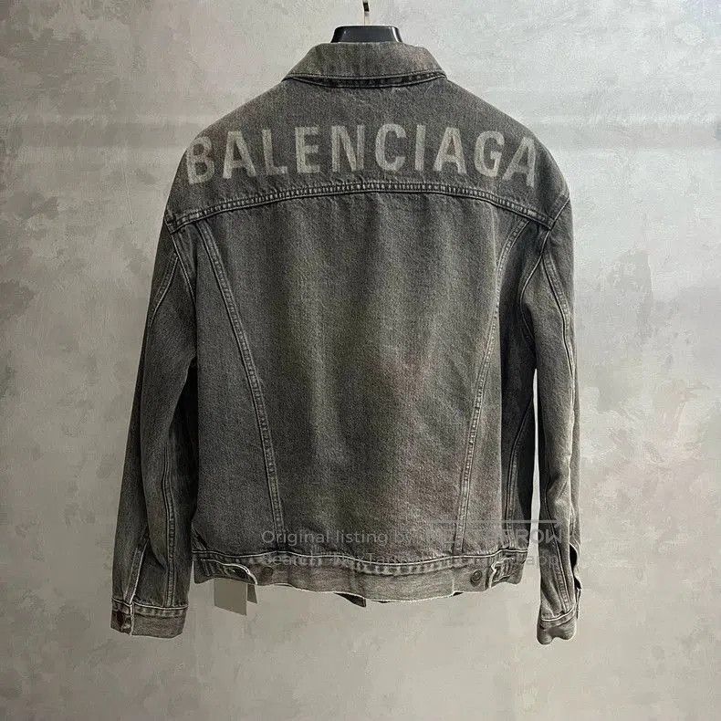 Balenciaga Balenciaga Gray Logo Denim Jacket. Size US S / EU 44-46 / 1 - 5 Thumbnail