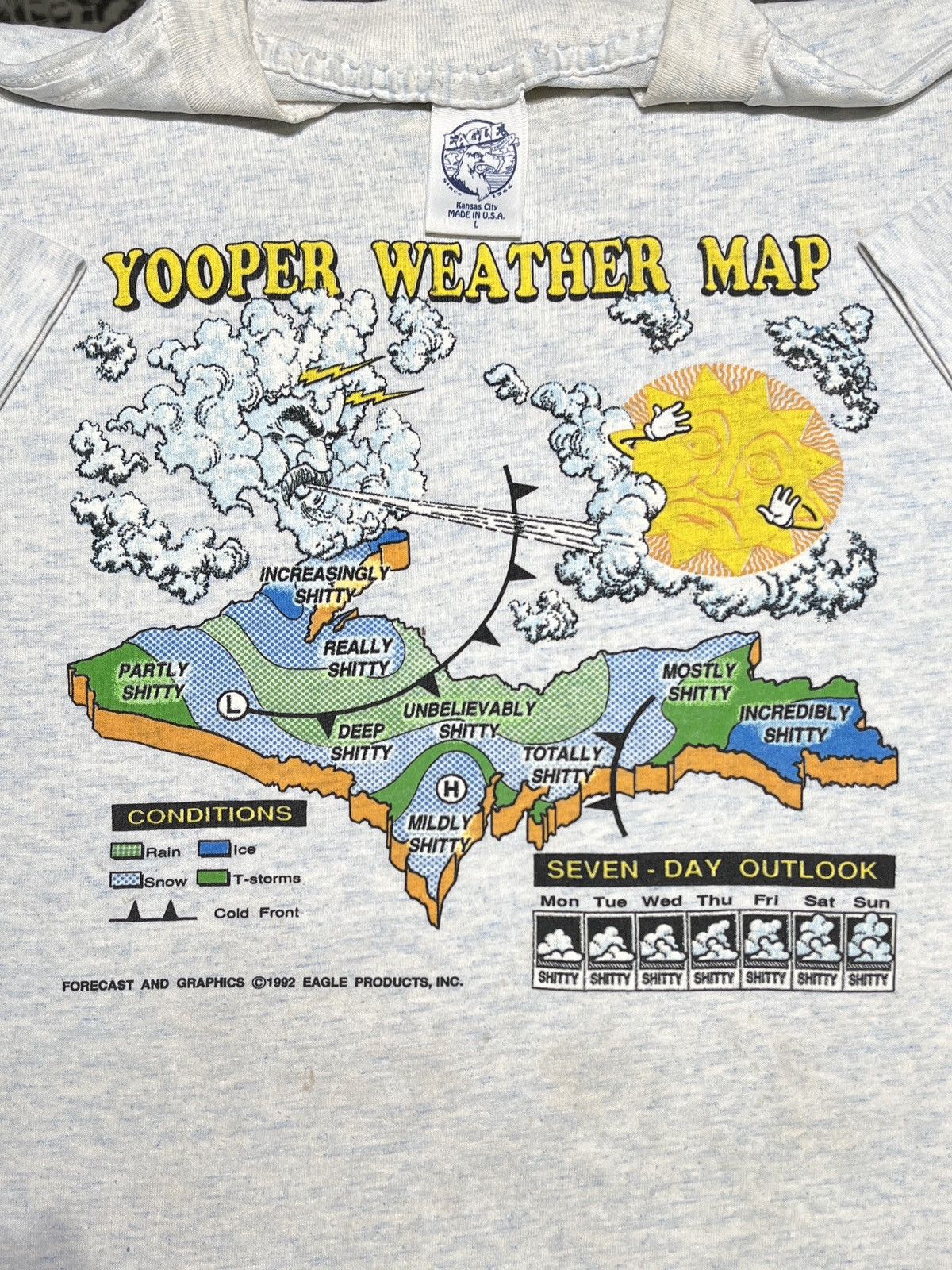 Vintage Vintage 90’s Shitty Weather “Yooper Weather Map” Size US L / EU 52-54 / 3 - 1 Thumbnail