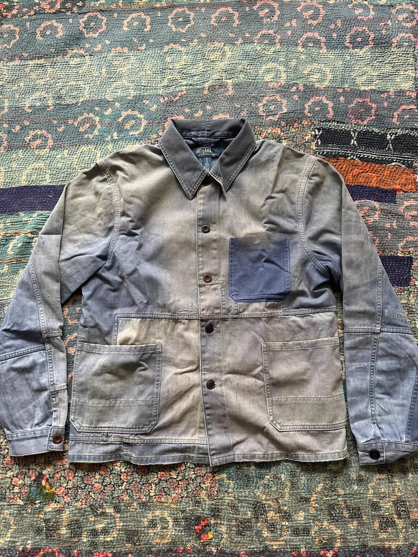 RRL Ralph Lauren RRL Original Distressed Patched French Work Jacket Size US S / EU 44-46 / 1 - 1 Thumbnail
