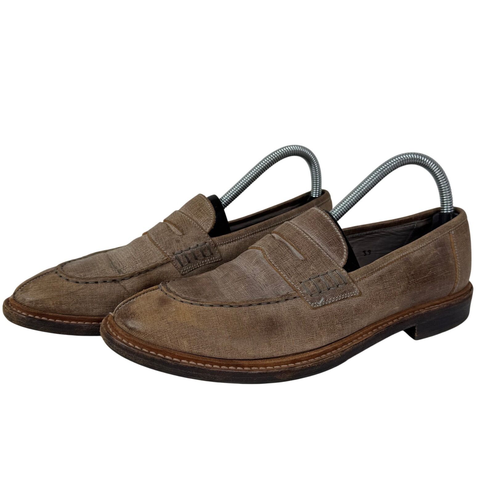 Brunello Cucinelli BRUNELLO CUCINELLI Leather Whipstitch Trim Brown Loafers Size US 6 / EU 39 - 1 Thumbnail