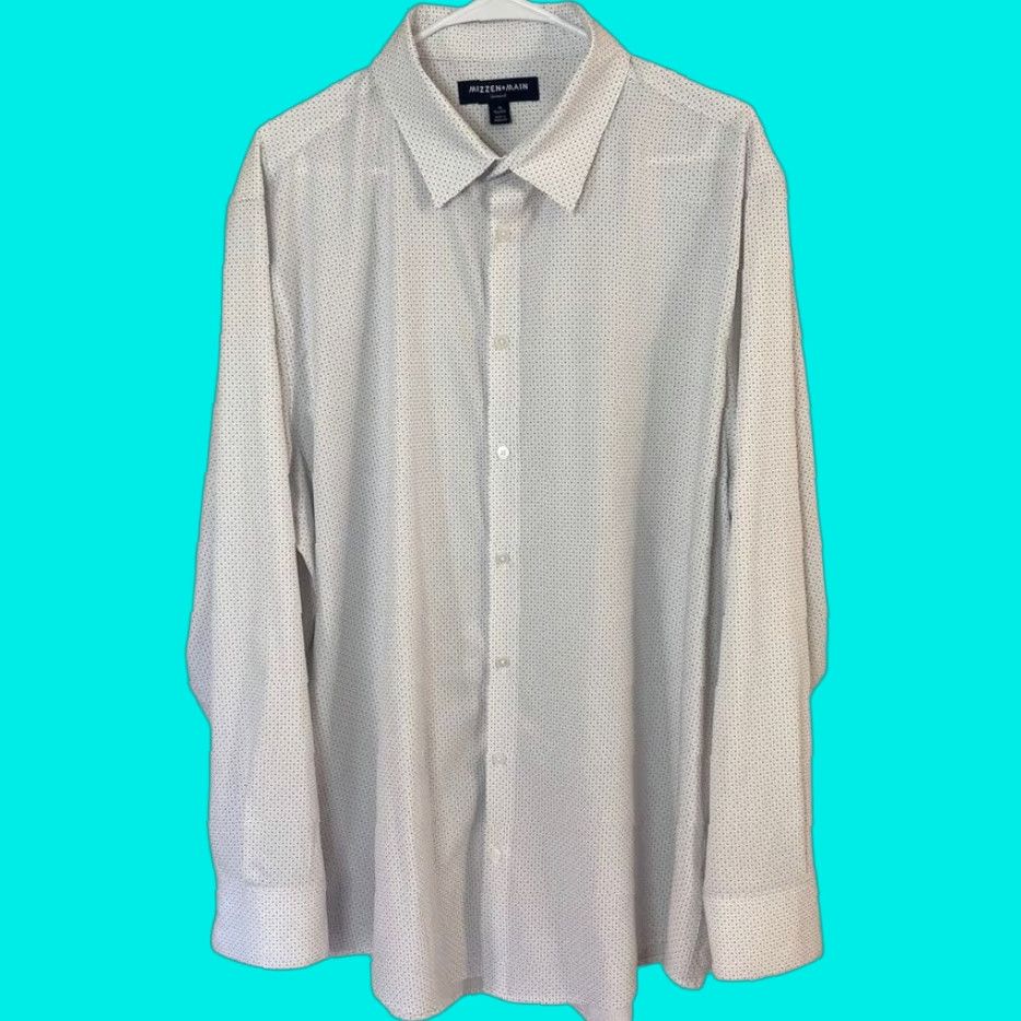 Mizzen+Main Mizzen + Main Leeward Button Up Dress Shirt Blue Rose Dot Print Mens XL Size 46R - 1 Thumbnail