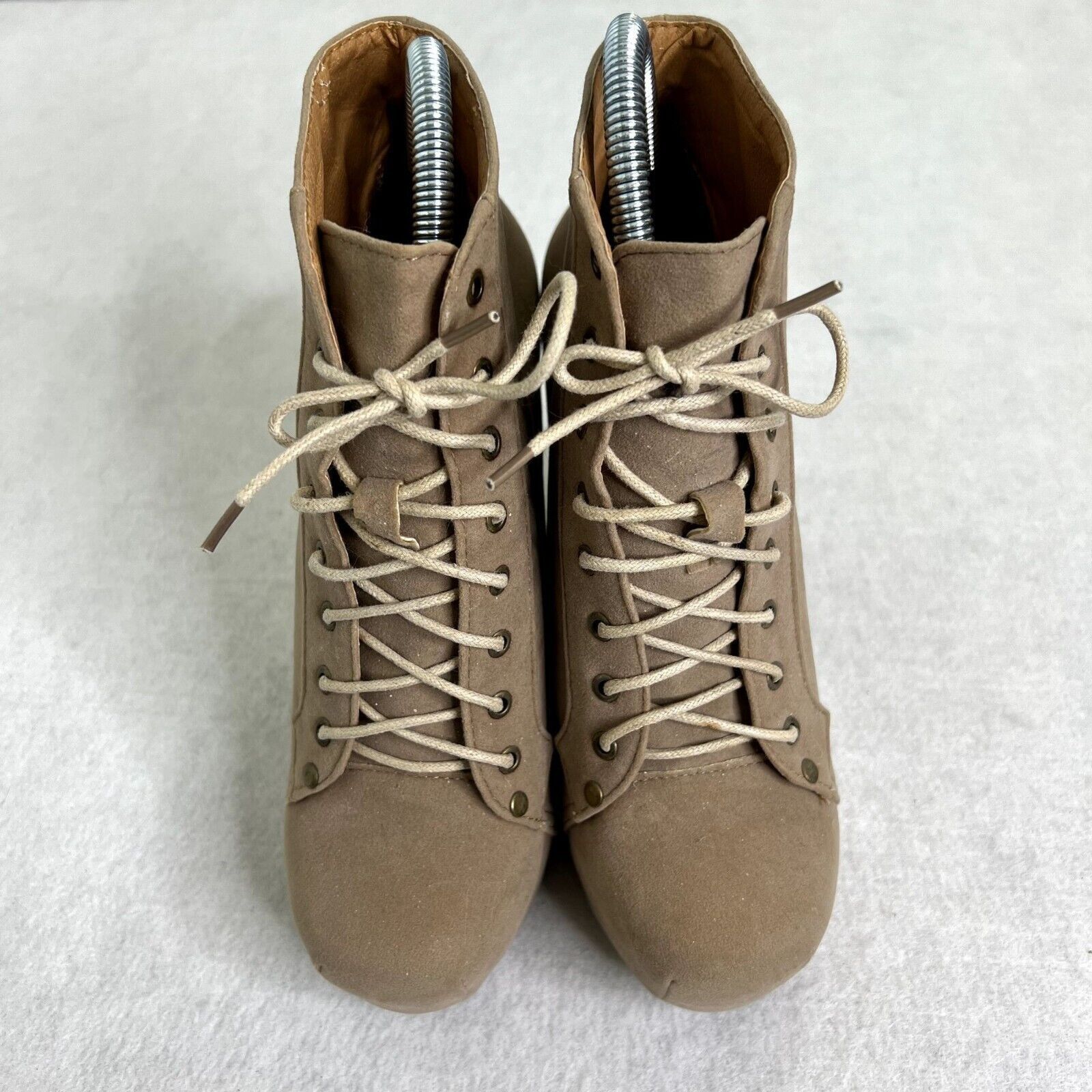 Other Tan Platform Heel Lace Up Ankle Booties Size US 7.5 / IT 37.5 - 4 Thumbnail