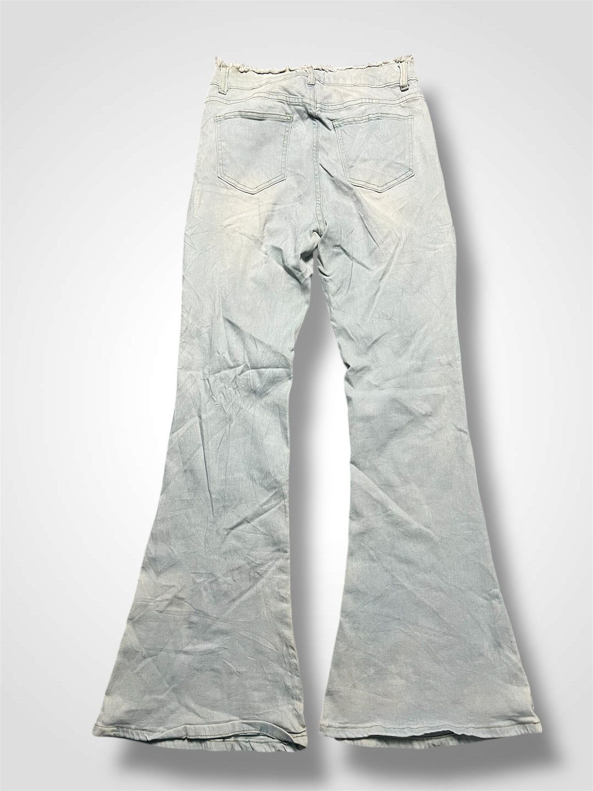 Beauty Beast Groovy Distressed Light Wash Bell Bottom Flare Jeans (41) Size 26" / US 2 / IT 38 - 2 Thumbnail
