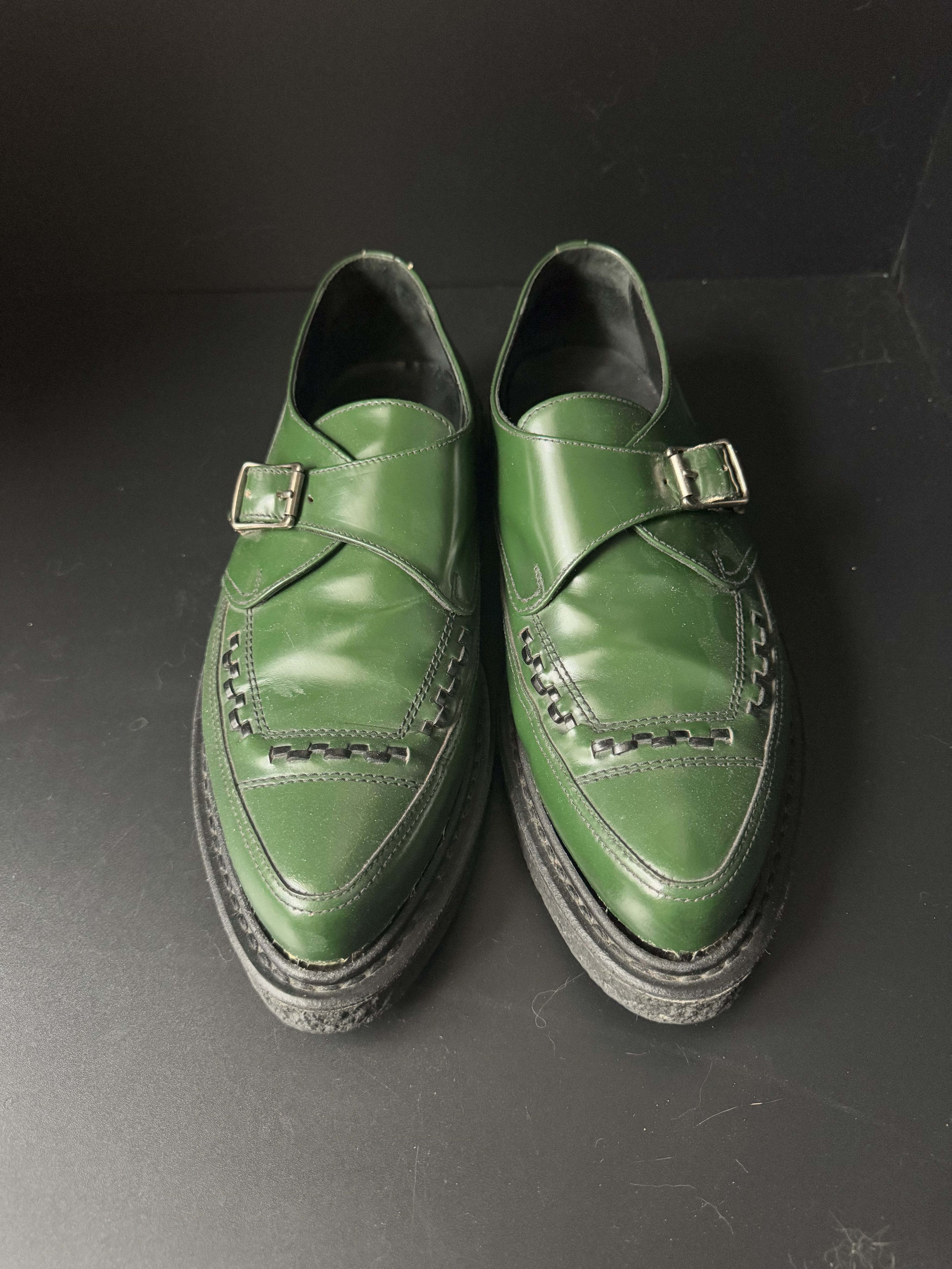 AW14 Hedi Slimane Green Leather Creeper, view 5