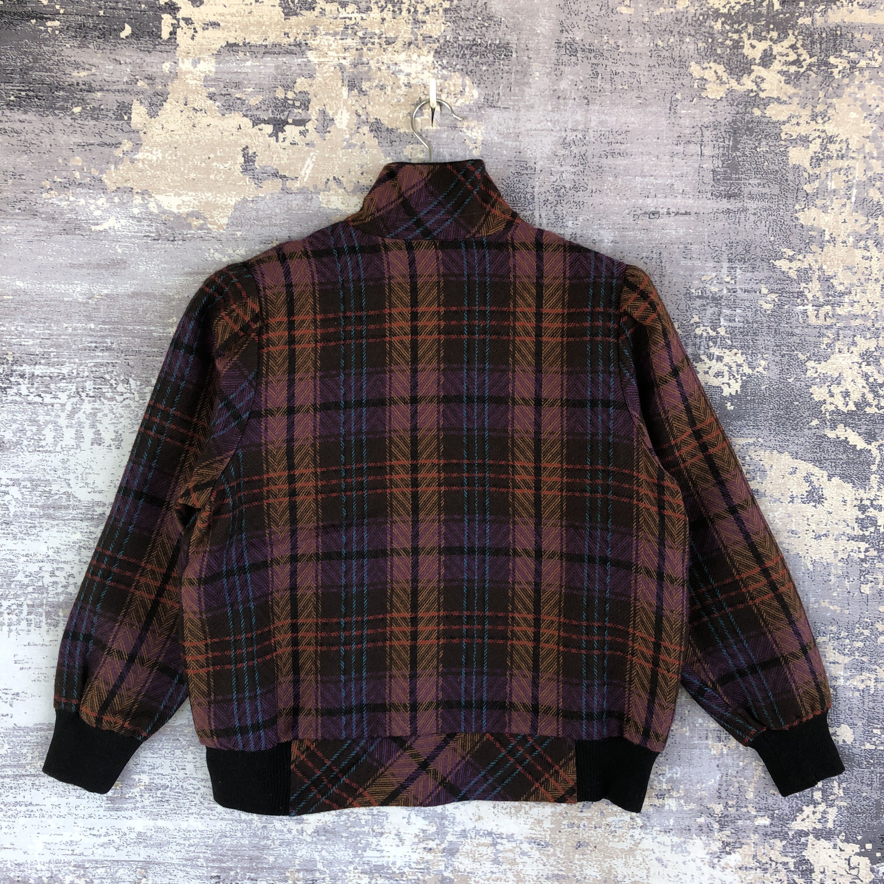 Japanese Brand × Vintage Vintage Elegance Wool Checkered Japanese Down Crop Jackets Size US M / EU 48-50 / 2 - 2 Thumbnail