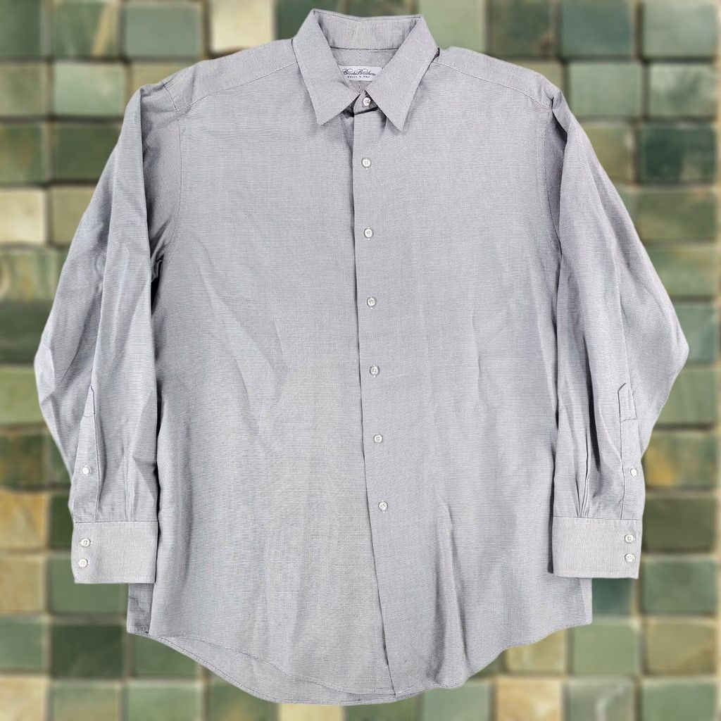 Brooks Brothers Brooks Brothers Makers Button Up Shirt Gray Black White Multicolor Made USA Mens 17-35 Long Sleeve Button-Up Shirt Mens Size US XL / EU 56 / 4 - 1 Thumbnail