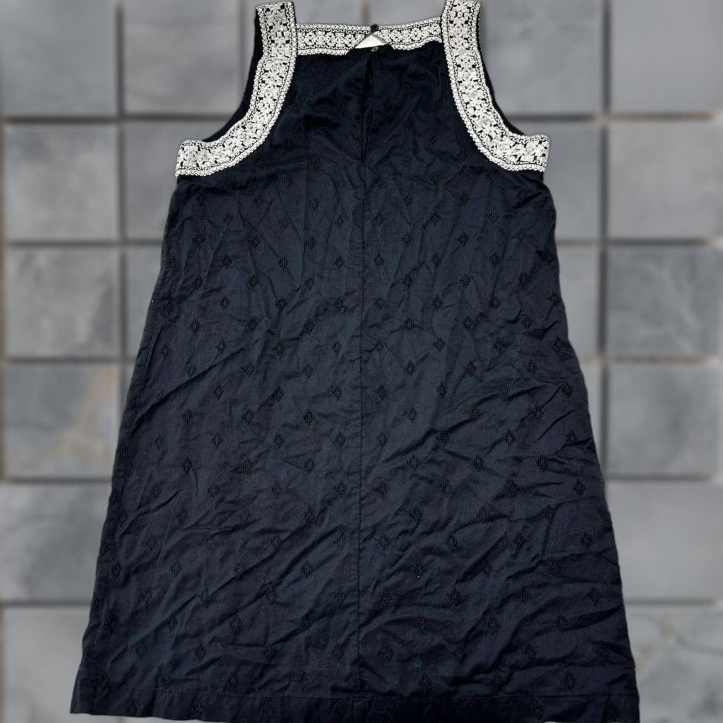 Old Navy Tank Dress S Black White 100% Cotton Knee Length Cottage Boho, Women's (Size Small)