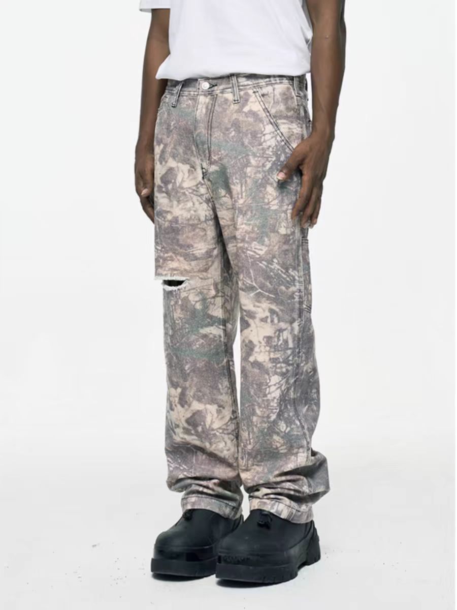 Japanese Brand × Jean Melancholy Style Leaf Camouflage Aged Workwear Jeans Size US 32 / EU 48 - 1 Thumbnail