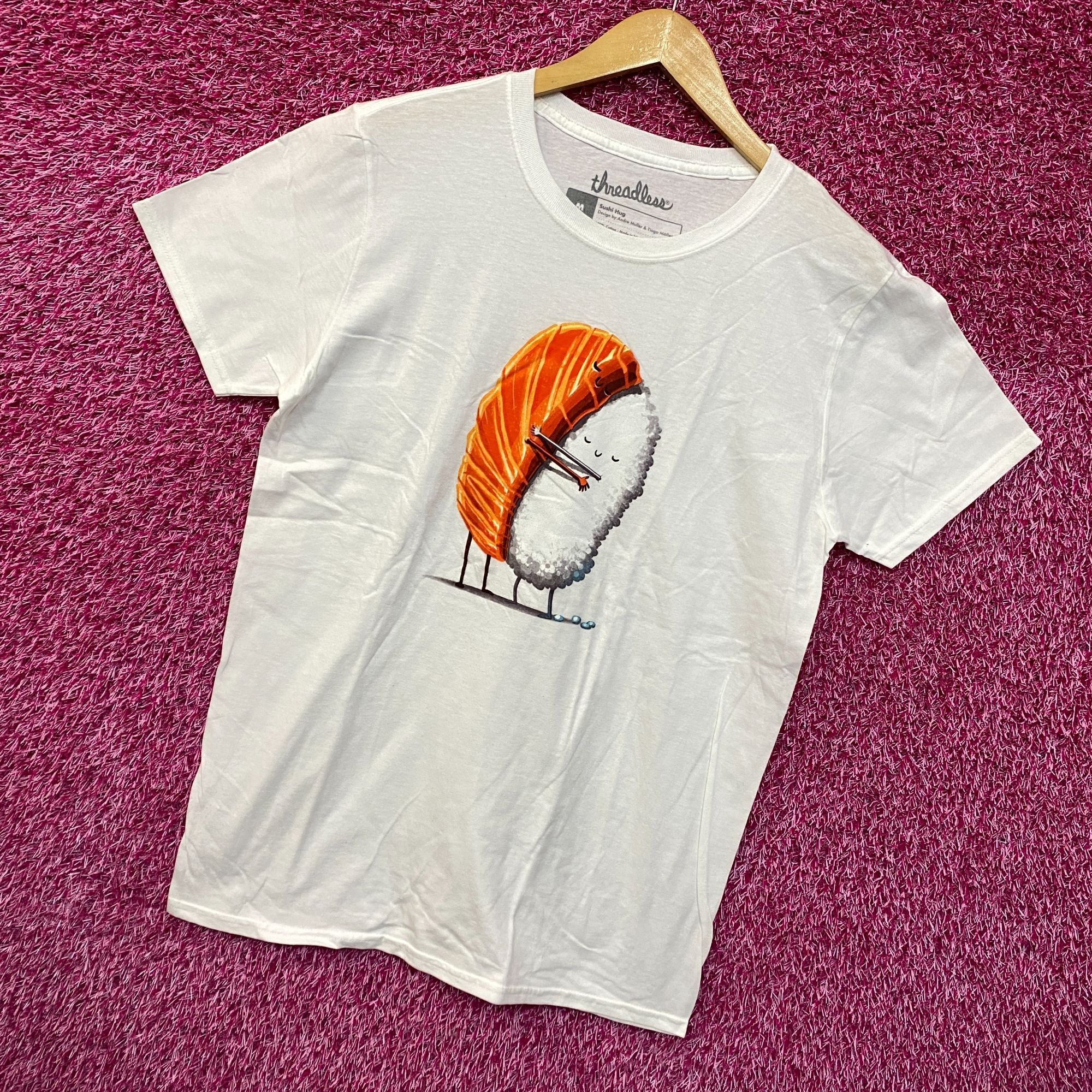 Threadless Hugging sushi white Tshirt size medium Size US M / EU 48-50 / 2 - 3 Thumbnail