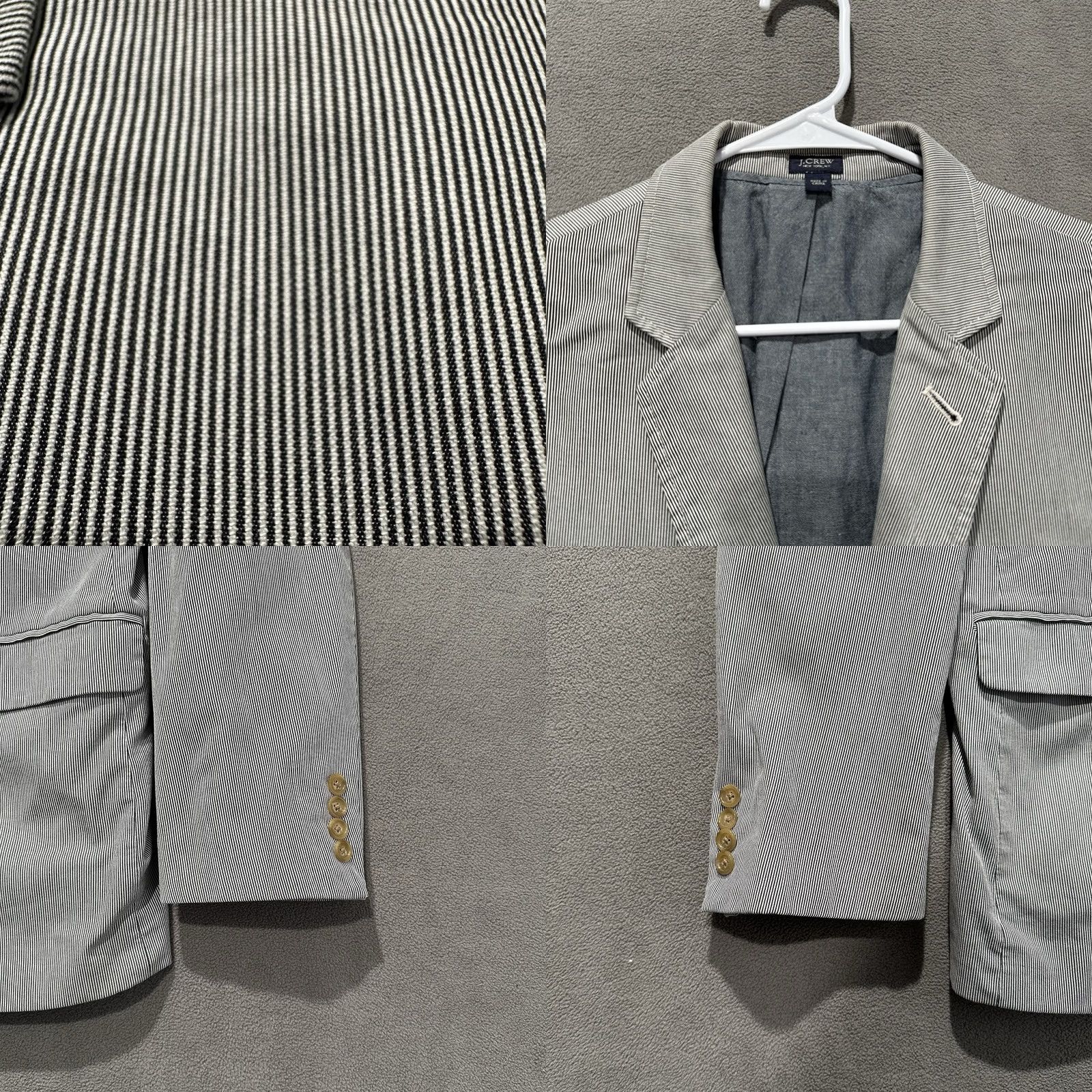 J.Crew J.CREW Blazer Mens Large Blue Pinstripe Unconstructed Ludlow Sport Coat Jacket Size 42R - 8 Thumbnail