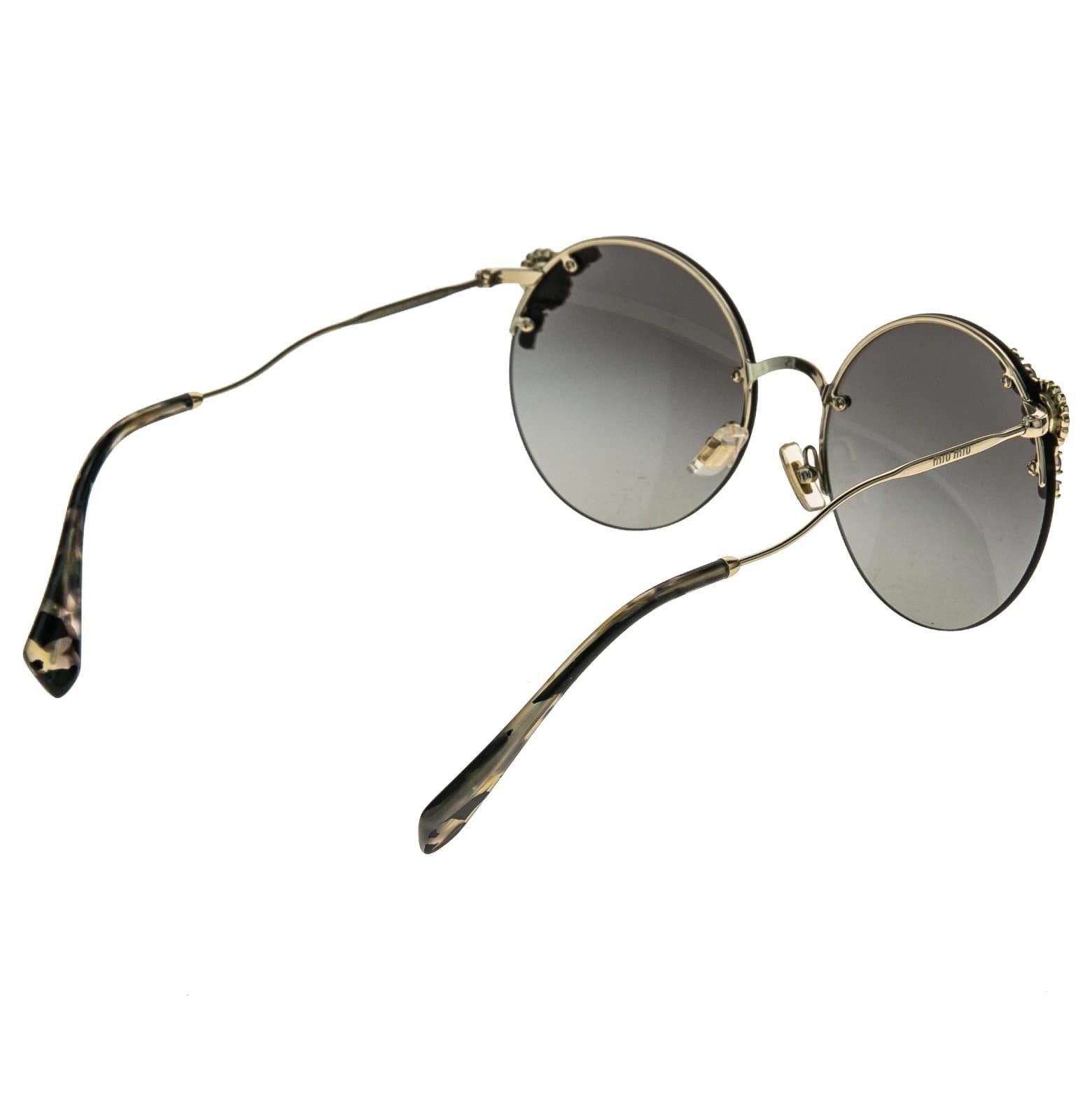 Miu Miu MIU MIU MU52TS Gold Crystal Jewel Pearl Gray Round Sunglass Size ONE SIZE - 2 Thumbnail