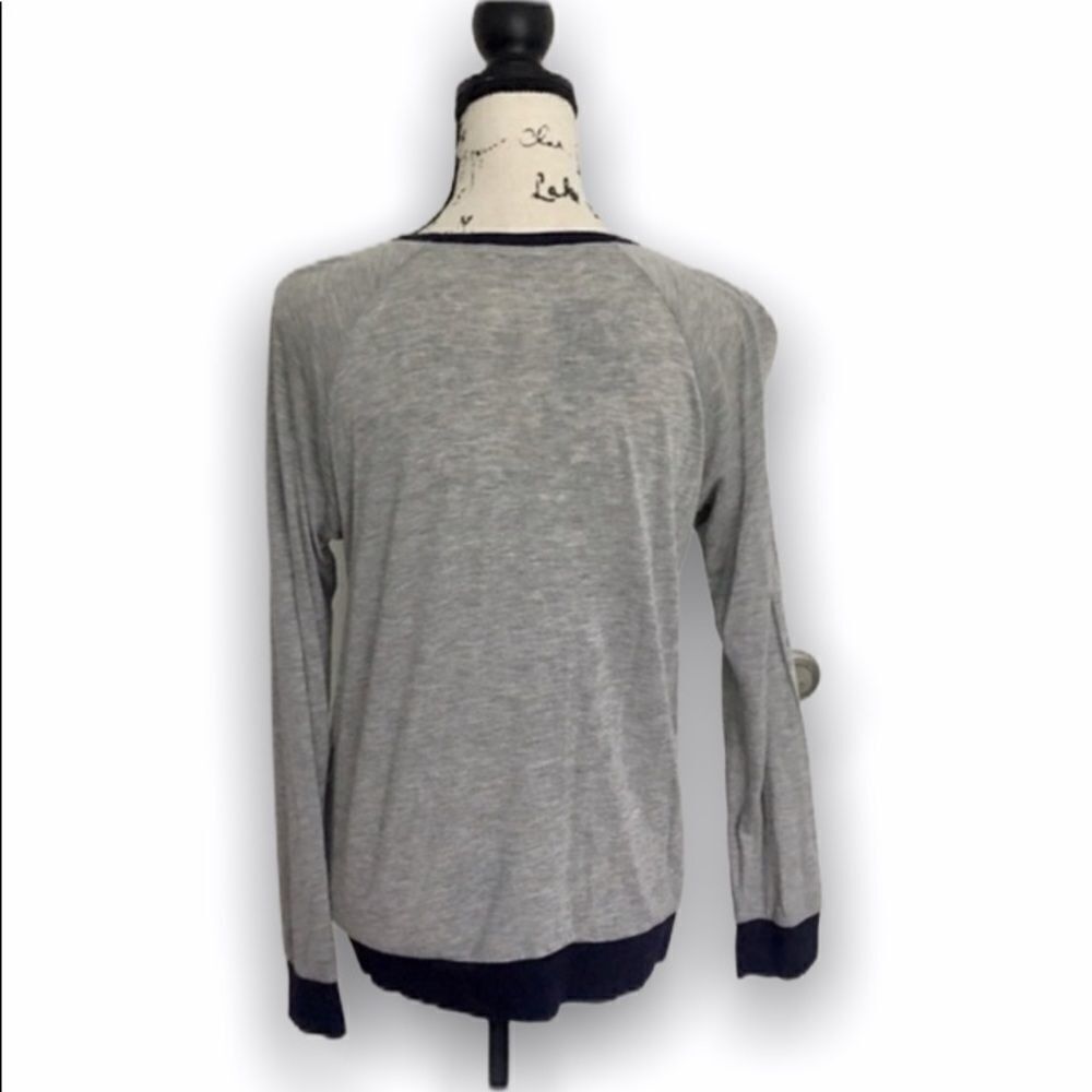 Tibi Tibi Gray Long Sleeve Top with Lace Overlay | Contrast Trim Size XS / US 0-2 / IT 36-38 - 3 Thumbnail