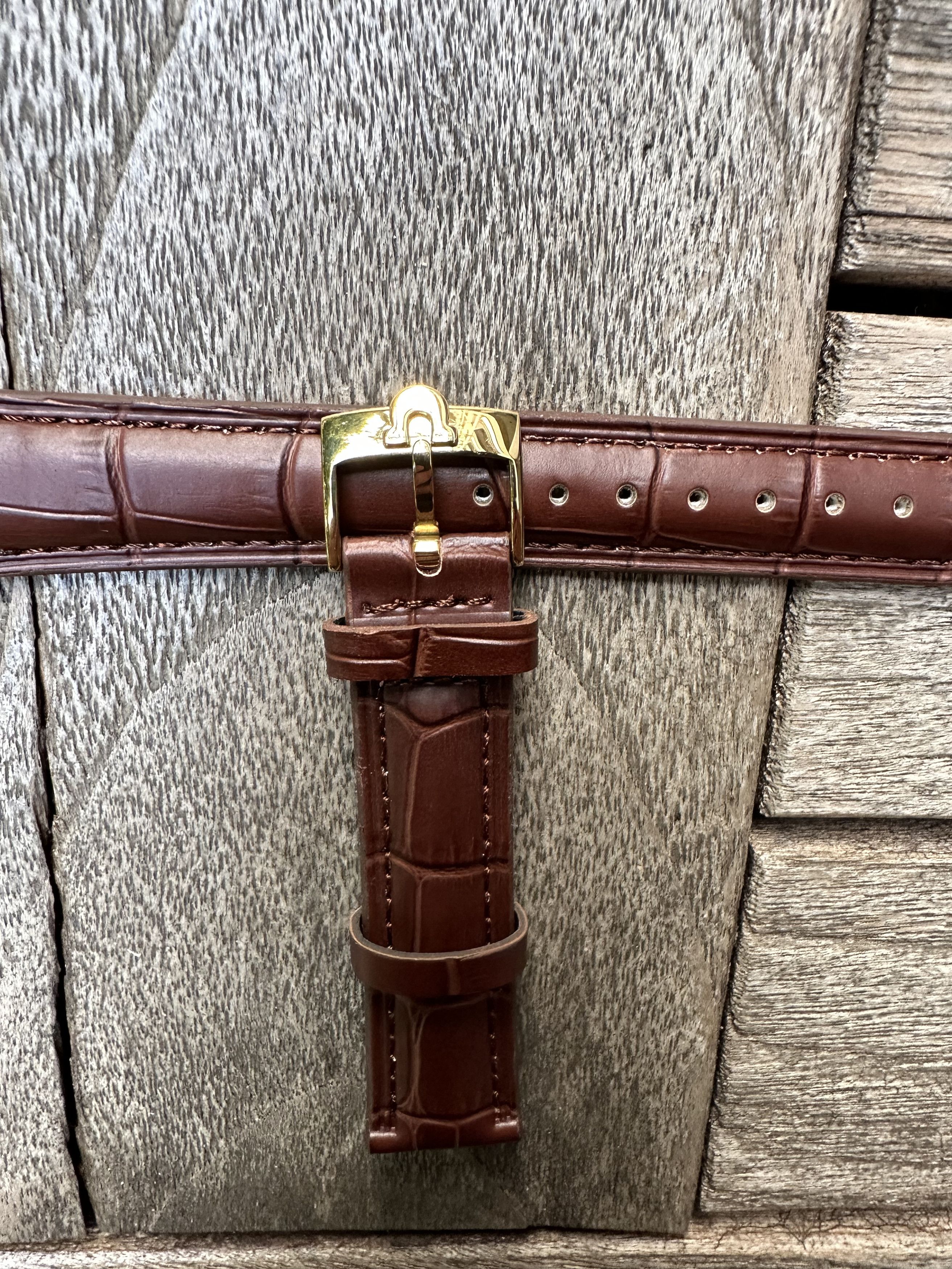18Mm Genuine Leather Watch Strap For Omega Watch in Brown, Men's