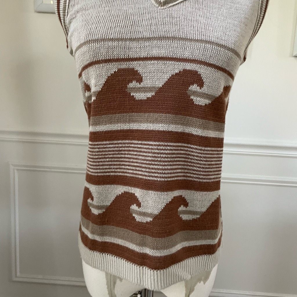 Vintage Vintage 70s Campus Casuals Brown Wave Sweater Vest XS Size XS / US 0-2 / IT 36-38 - 4 Thumbnail