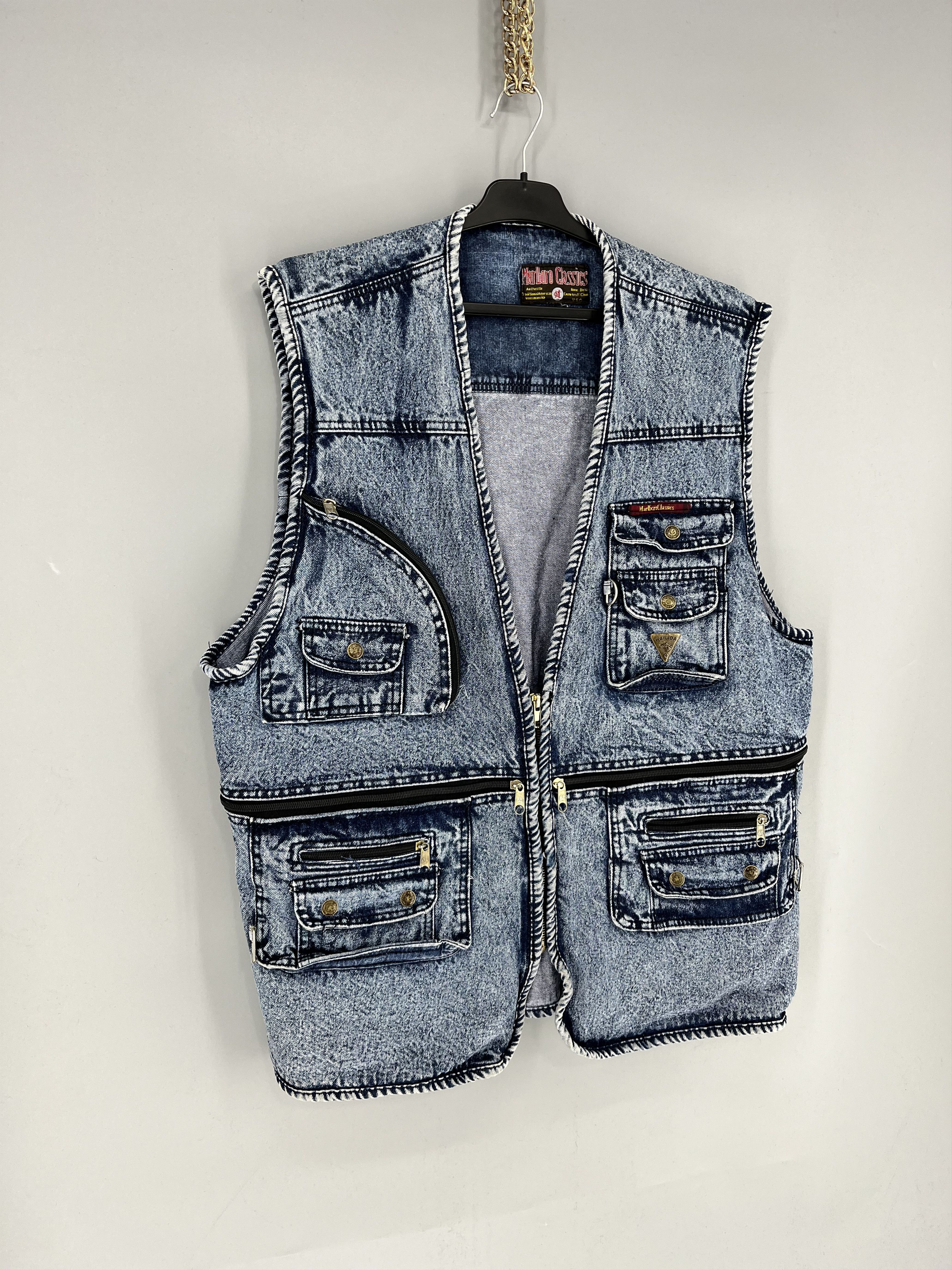 Marlboro Marlboro Classics Vintage Washed Multi-Pocket Denim Vest Size US M / EU 48-50 / 2 - 2 Thumbnail