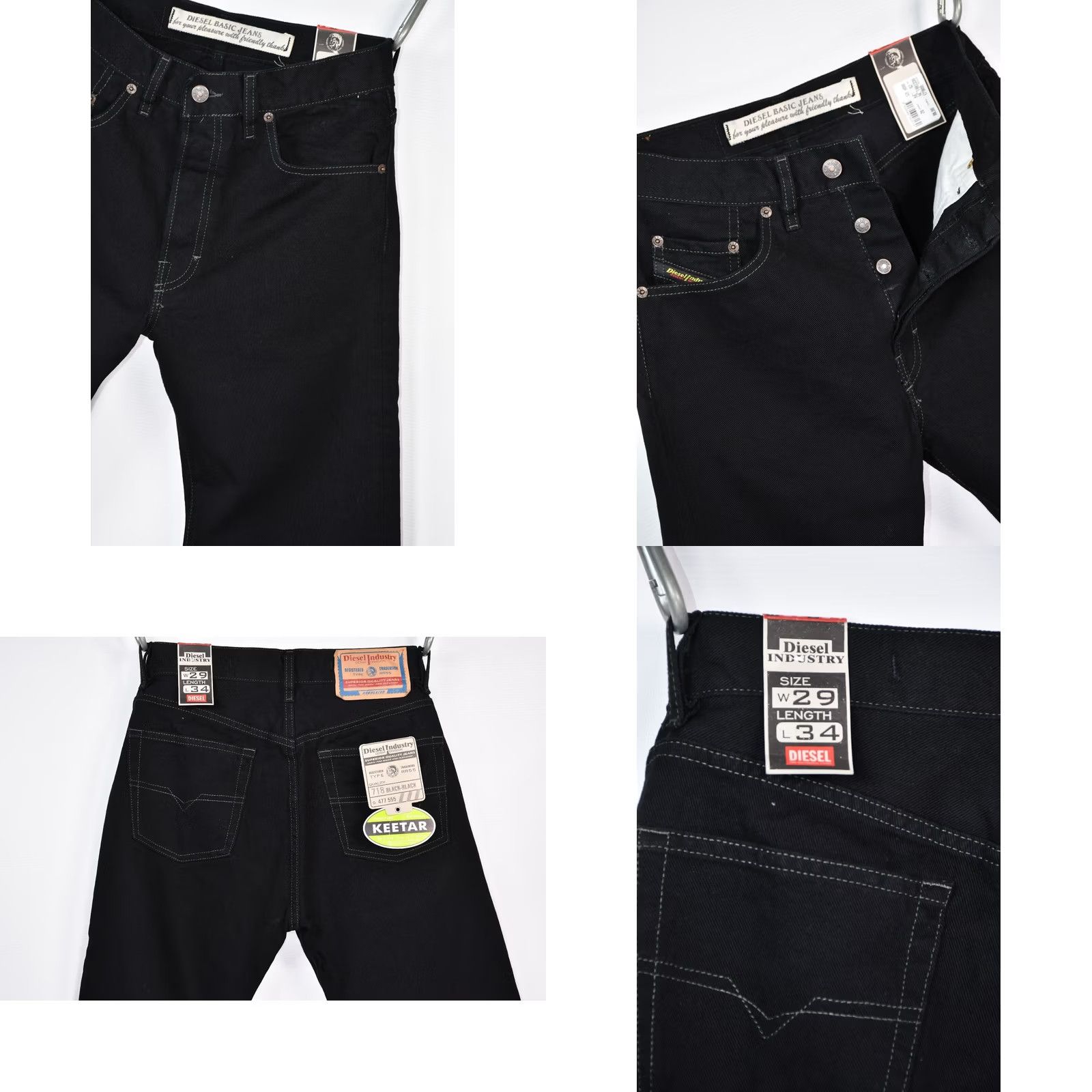Diesel VINTAGE Diesel Keetar RR55 Black-Black Straight Fit Men's W29 Size US 29 - 8 Thumbnail