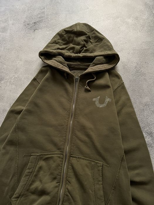 Olive green true online religion hoodie