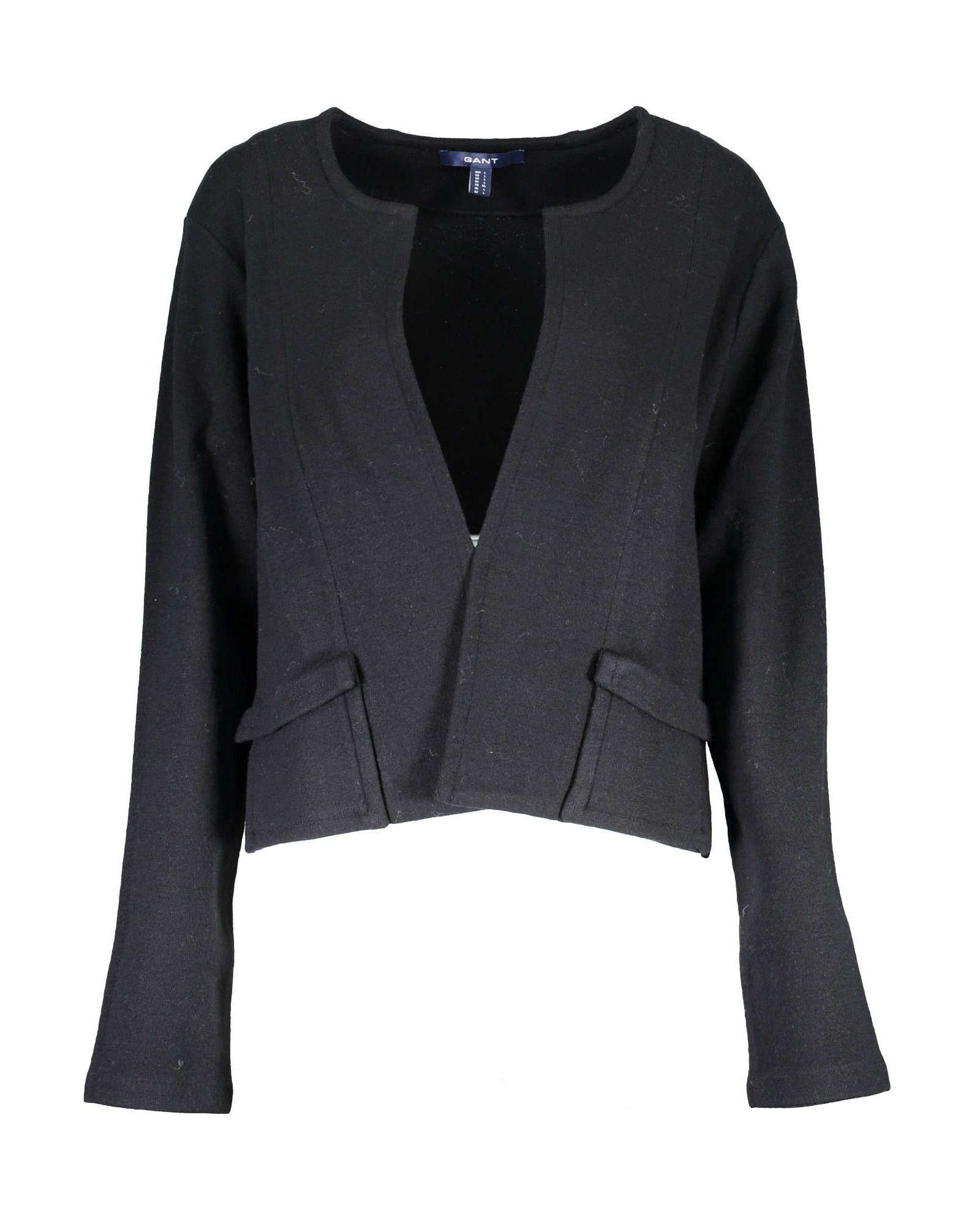 image of Gant Cotton Long Sleeve Cardigan With Logo in Black, Women's (Size XL)