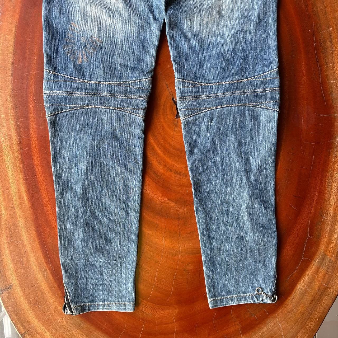 PPFM PPFM Biker Multipocket Zipper Stud Blue Jeans Pants Size US 31 - 6 Thumbnail