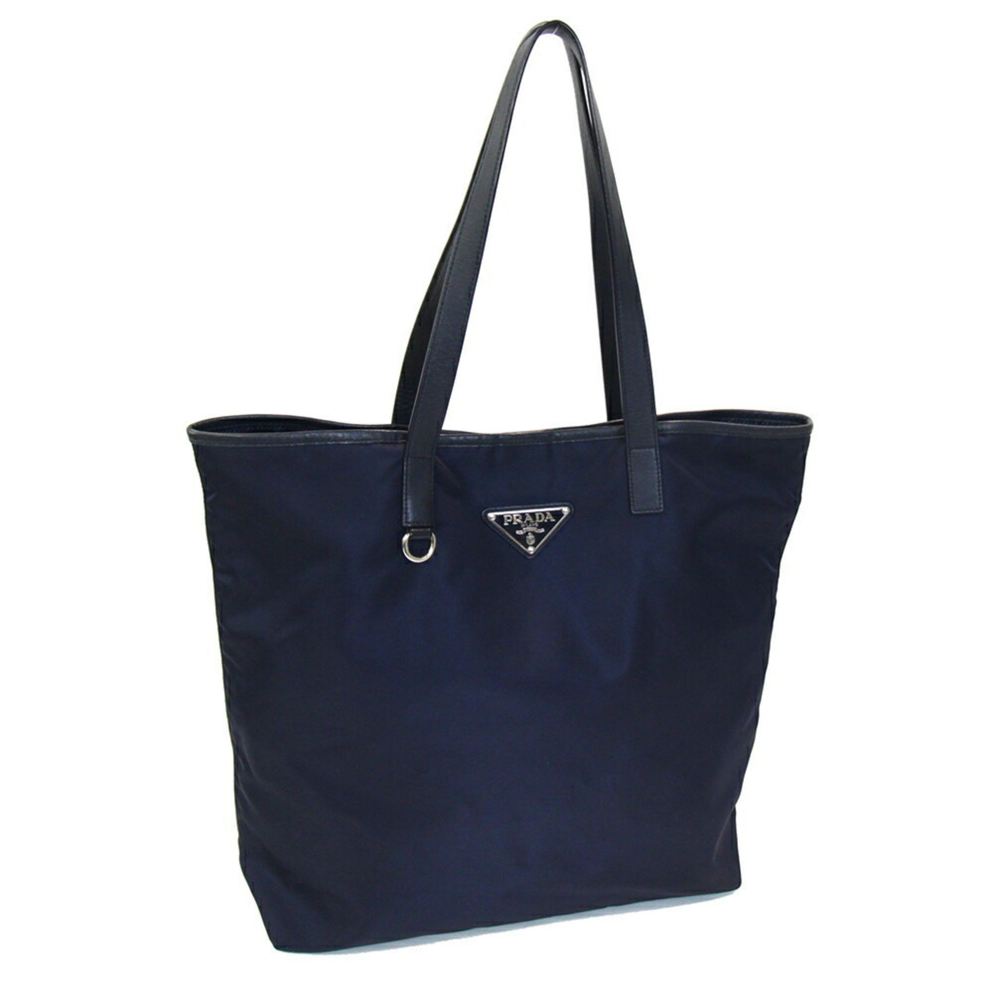 Prada Tote Bag Br4371 Navy Nylon Leather Shoulder For Women And Men Prada