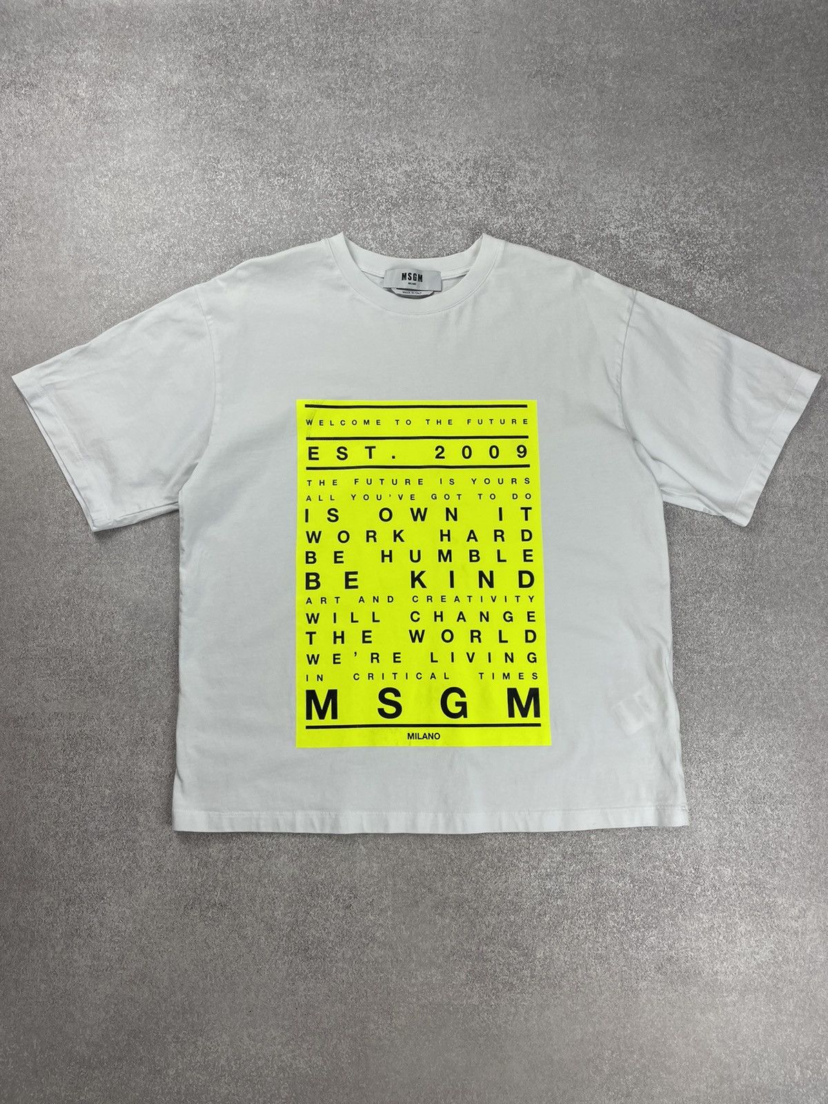 MSGM MSGM Welcome to the Future Cotton T-Shirt Size L Size L / US 10 / IT 46 - 1 Thumbnail