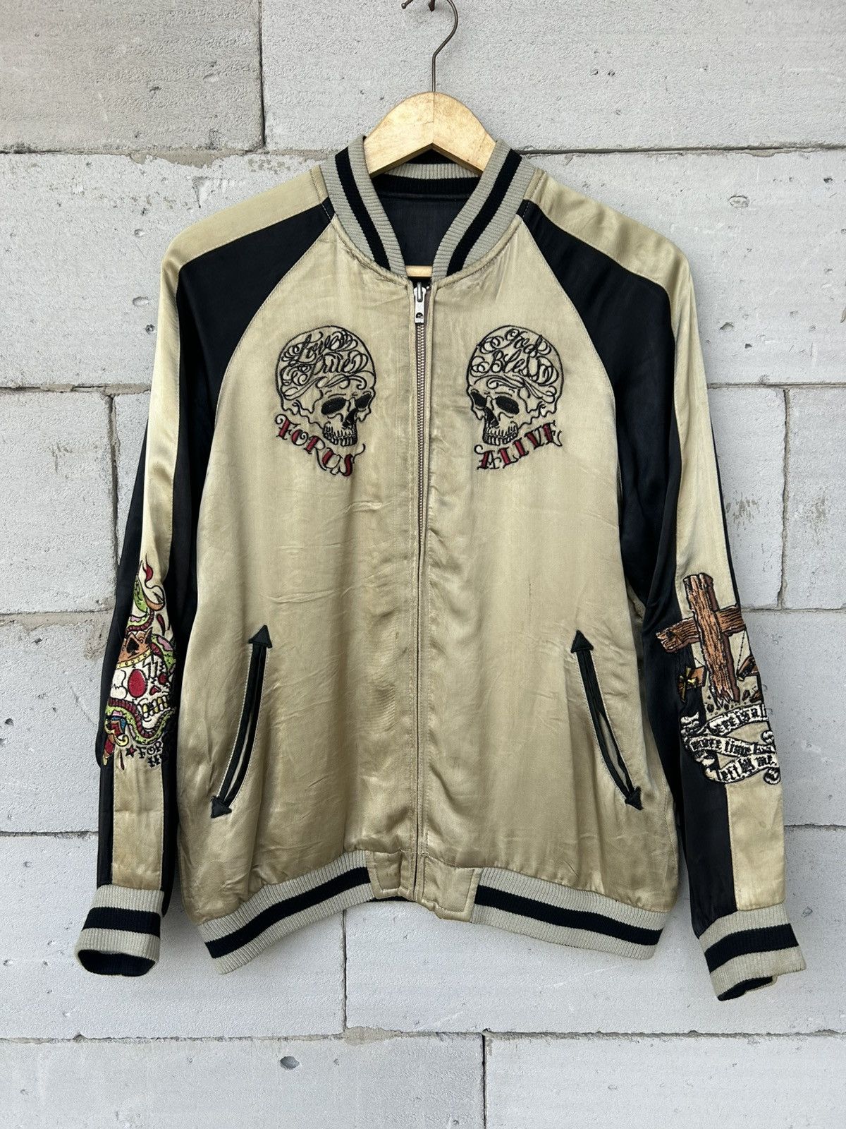 Ed Hardy Switch Planning Rayon Reversible Sukajan Souvenir Jacket