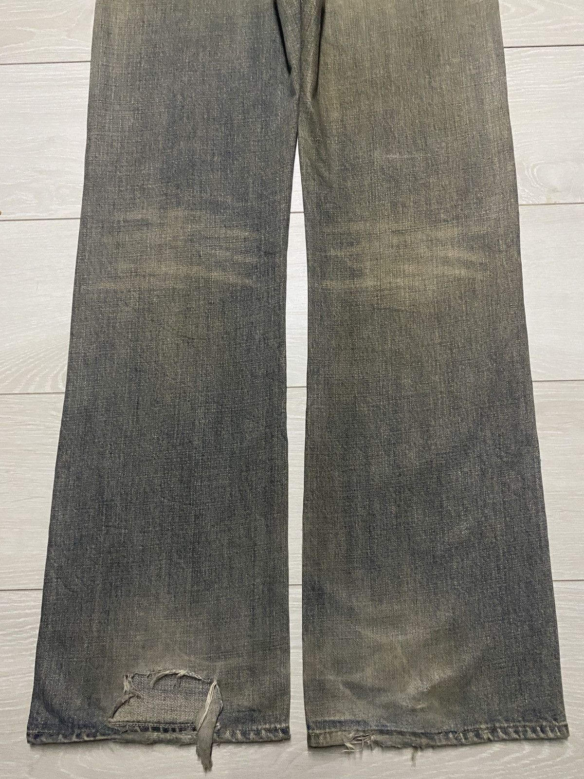 Gap × Palace Vintage Gap Denim Distressed Mud Wash Bootcut Flare Jeans Size US 34 / EU 50 - 6 Thumbnail