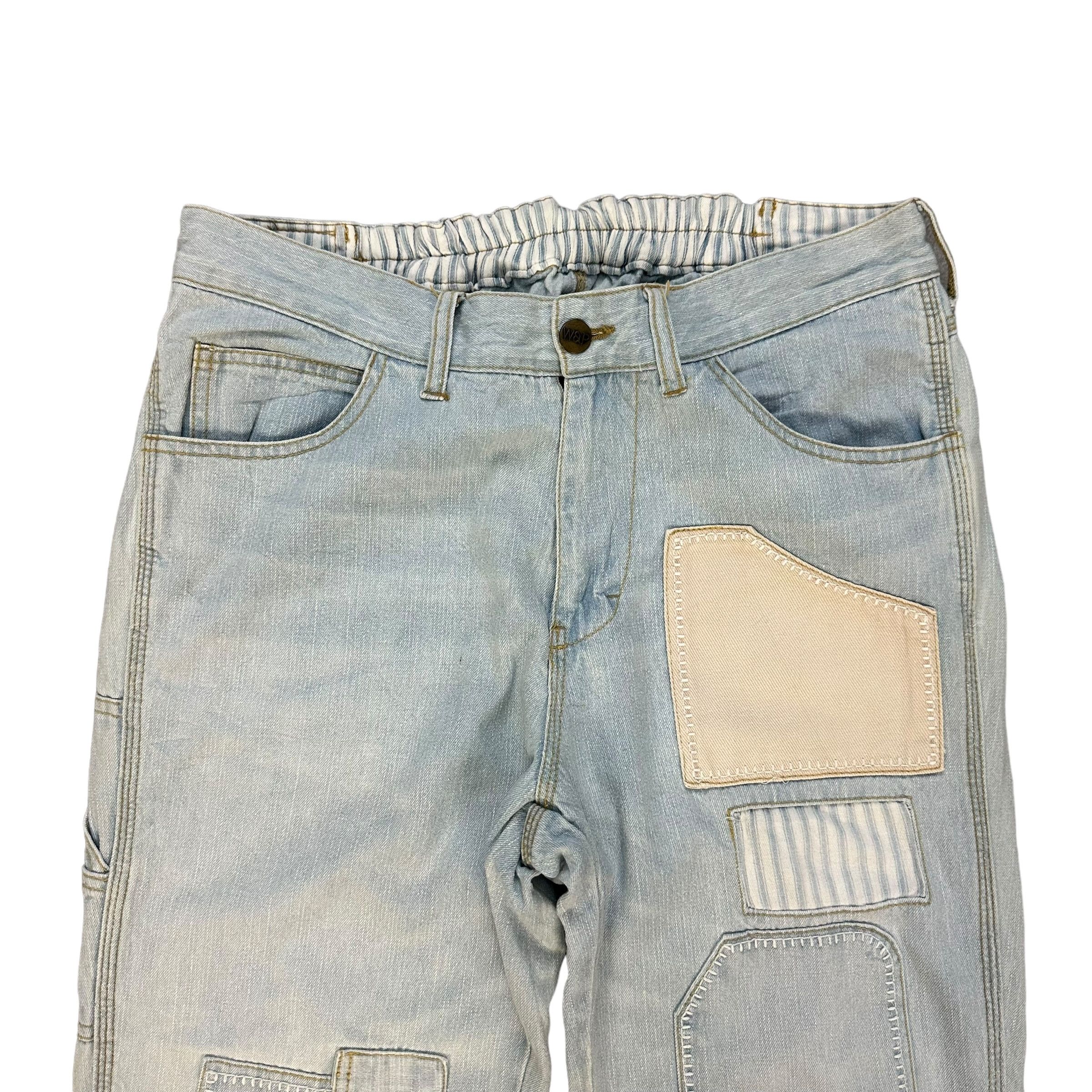 Japanese Brand W CLOSET BORO LIGHT WASH DRAWSTRING DENIM PANTS #8849-031 Size US 33 - 2 Thumbnail