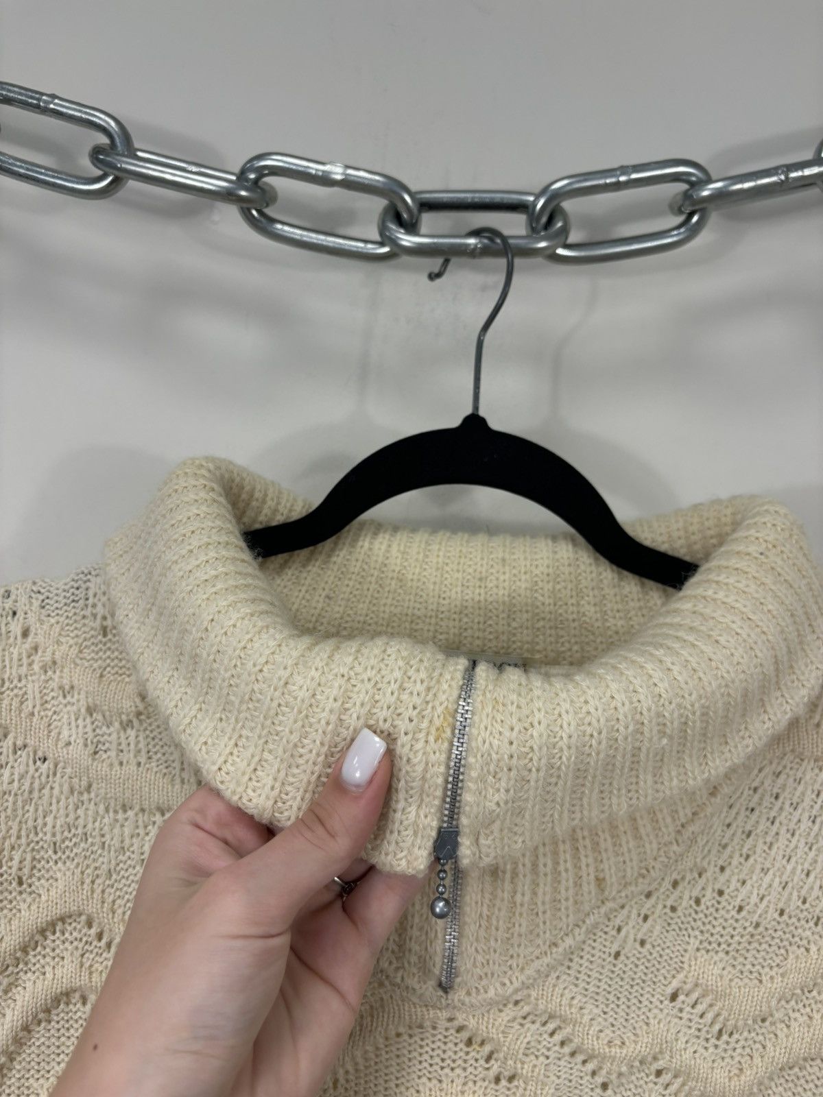 Other Vintage Nani Bon Men’s Wave Knit Wool Turtleneck Zip Sweater Size US L / EU 52-54 / 3 - 4 Thumbnail