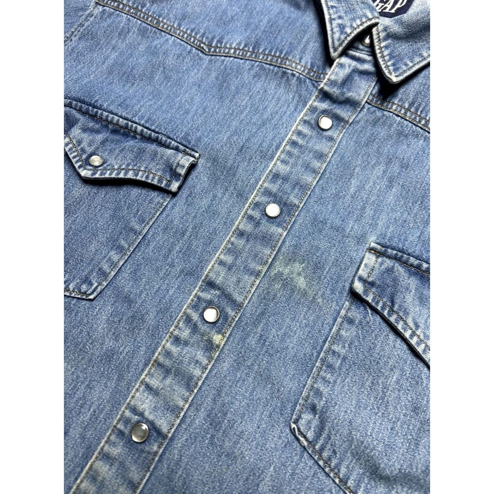 Gap VINTAGE Gap Denim Pearl Snap Shirt Western Cowboy Workwear Men’s Large Denim Shirt L Blue Western Mens Size US L / EU 52-54 / 3 - 4 Thumbnail