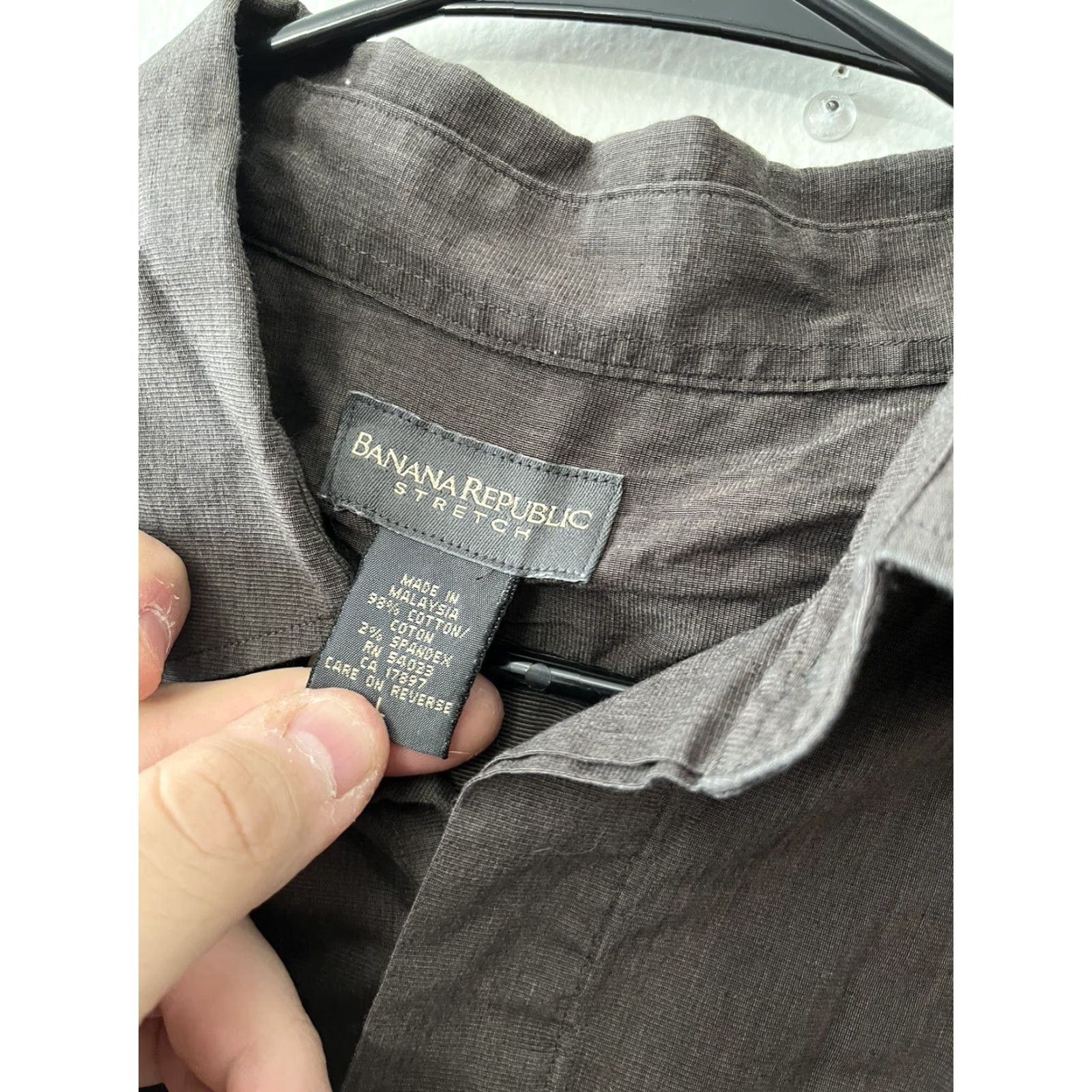 Banana Republic VINTAGE Banana Republic Button-Up Shirt Mens L Brown Stretch Solid Long Sleeve Size US L / EU 52-54 / 3 - 3 Thumbnail