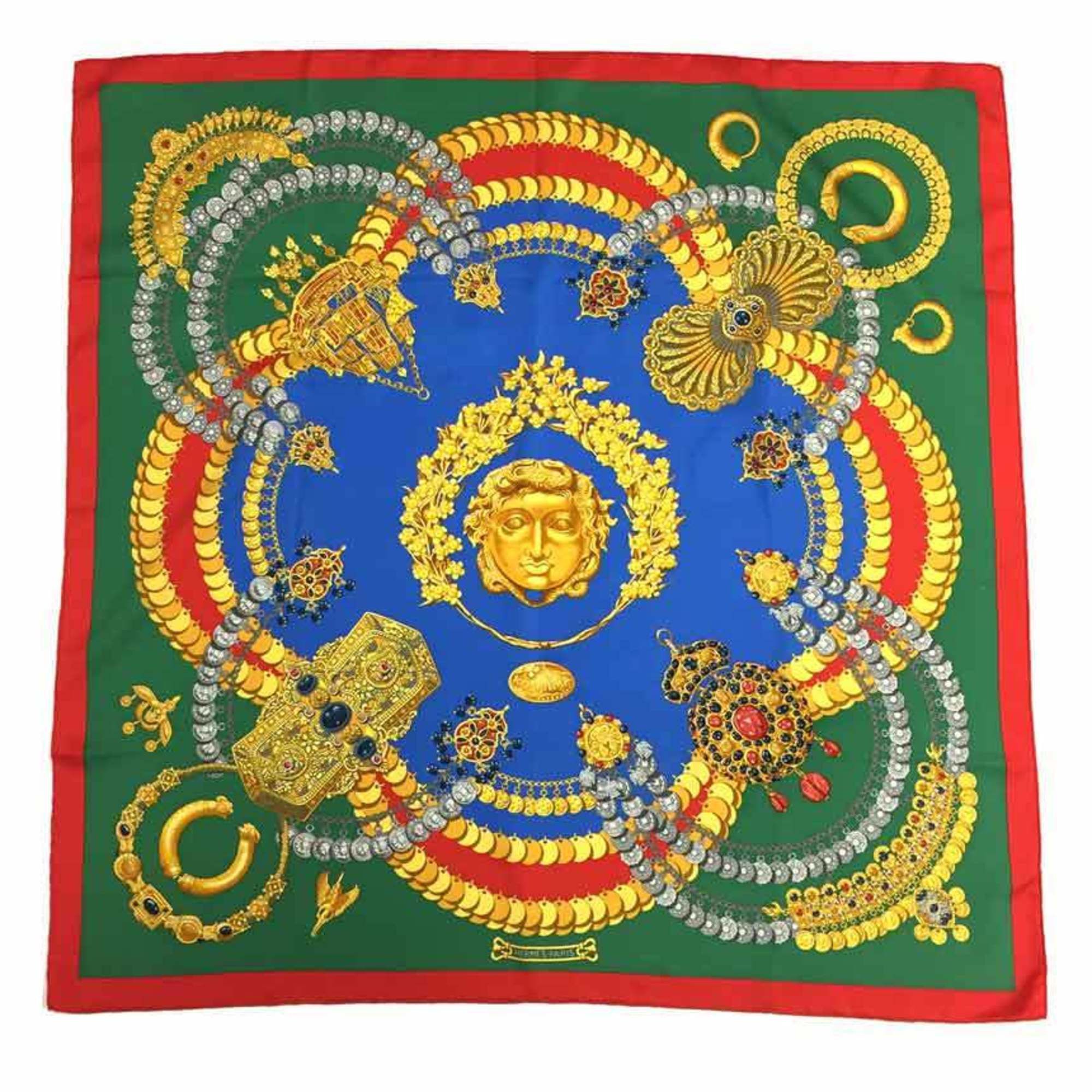 image of Hermes Carre 90 Scarf Muffler Kosmima Space Red X Green Blue 100% Silk Aq5493, Women's