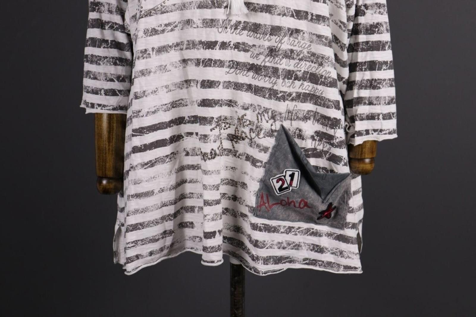 Designer Tredy White Stripe Long Sleeve Lagenlook Tunic Dress Size 46 Size M / US 6-8 / IT 42-44 - 6 Thumbnail