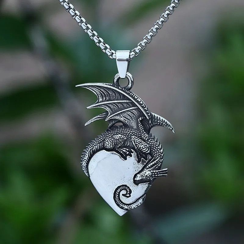 Jewelry 3D Dragon With Heart Pendant Necklace 2025 Size ONE SIZE - 2 Thumbnail