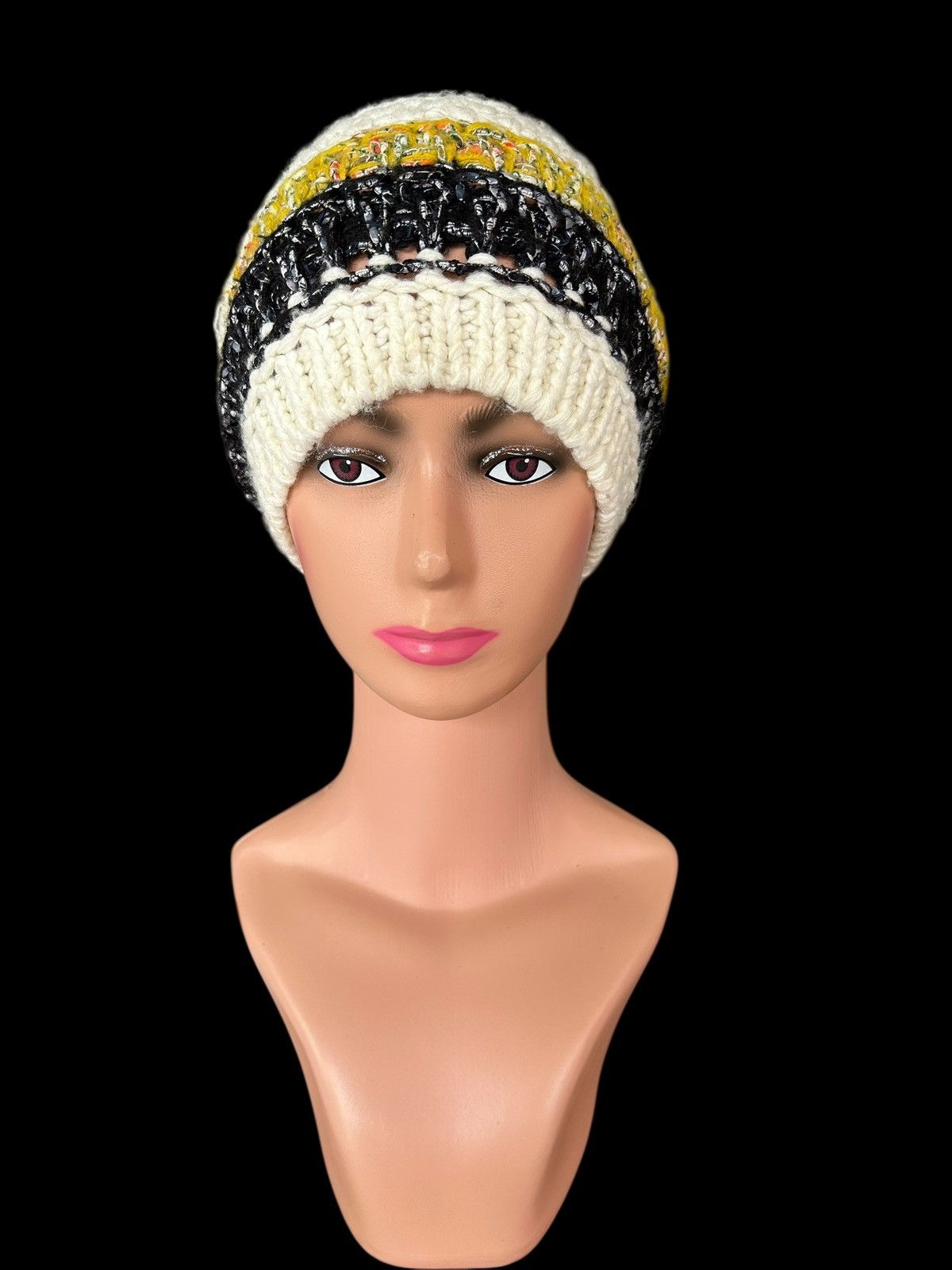 Japanese Brand Crochet Knitted Handmade Japanese Brand Juze Beanie Hats Size ONE SIZE - 3 Thumbnail
