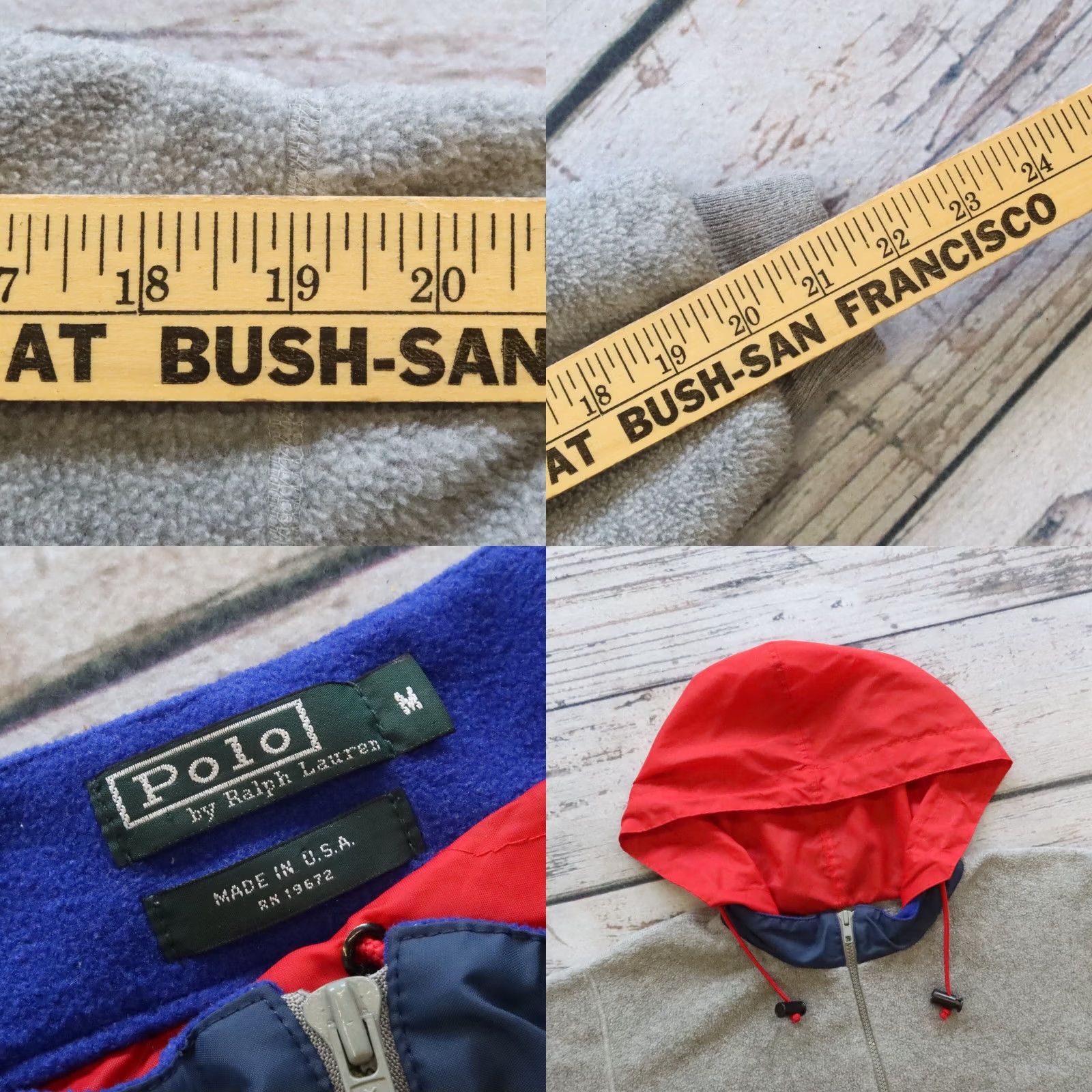 Ralph Lauren VINTAGE Polo Ralph Lauren USA Fleece Sweater Hood Jacket M Gray Mens 90s USA Theme Small Selection Size US M / EU 48-50 / 2 - 8 Thumbnail