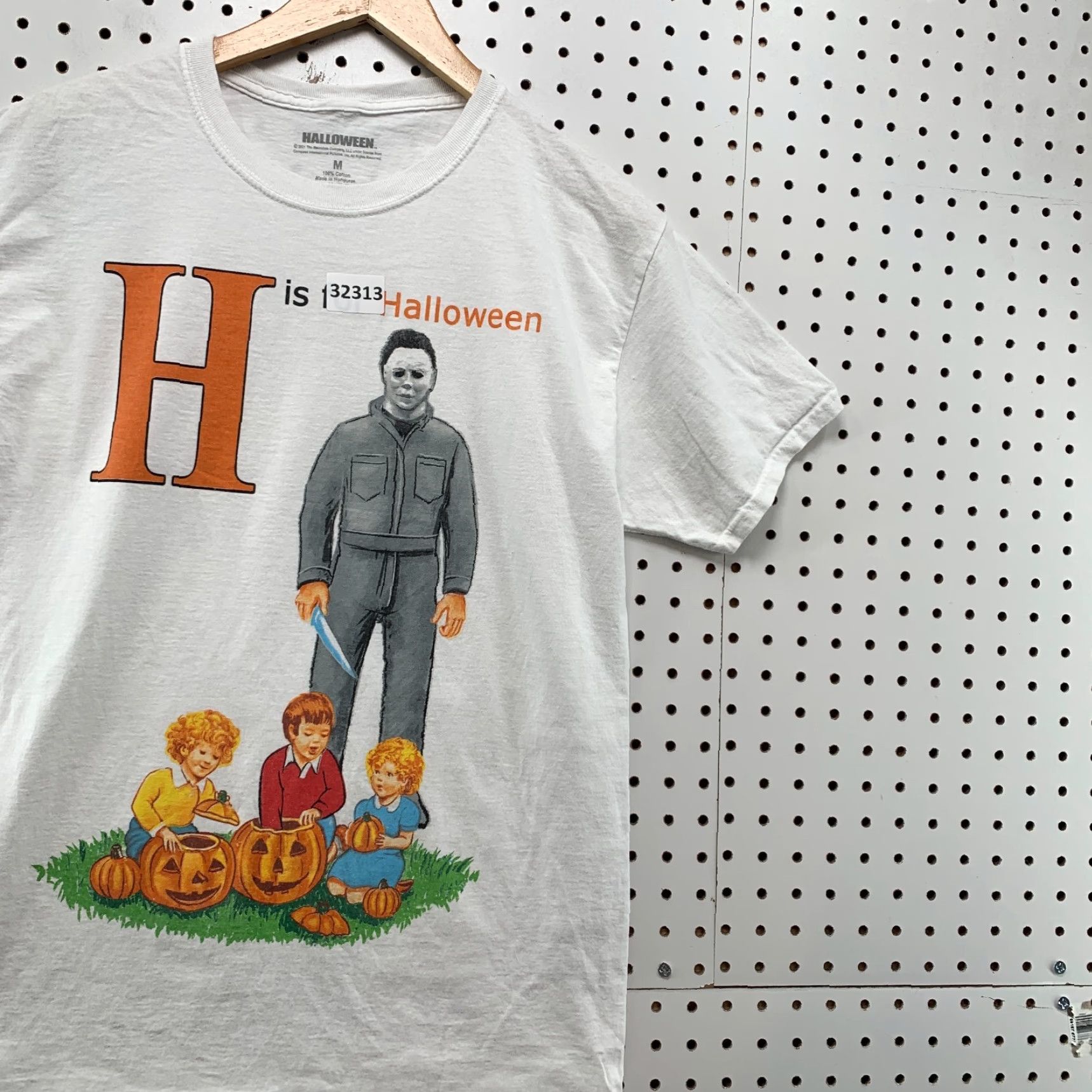 Vintage Halloween Movie Shirt Mens M White Orange Graphic Scary 19x27 Size US M / EU 48-50 / 2 - 4 Thumbnail